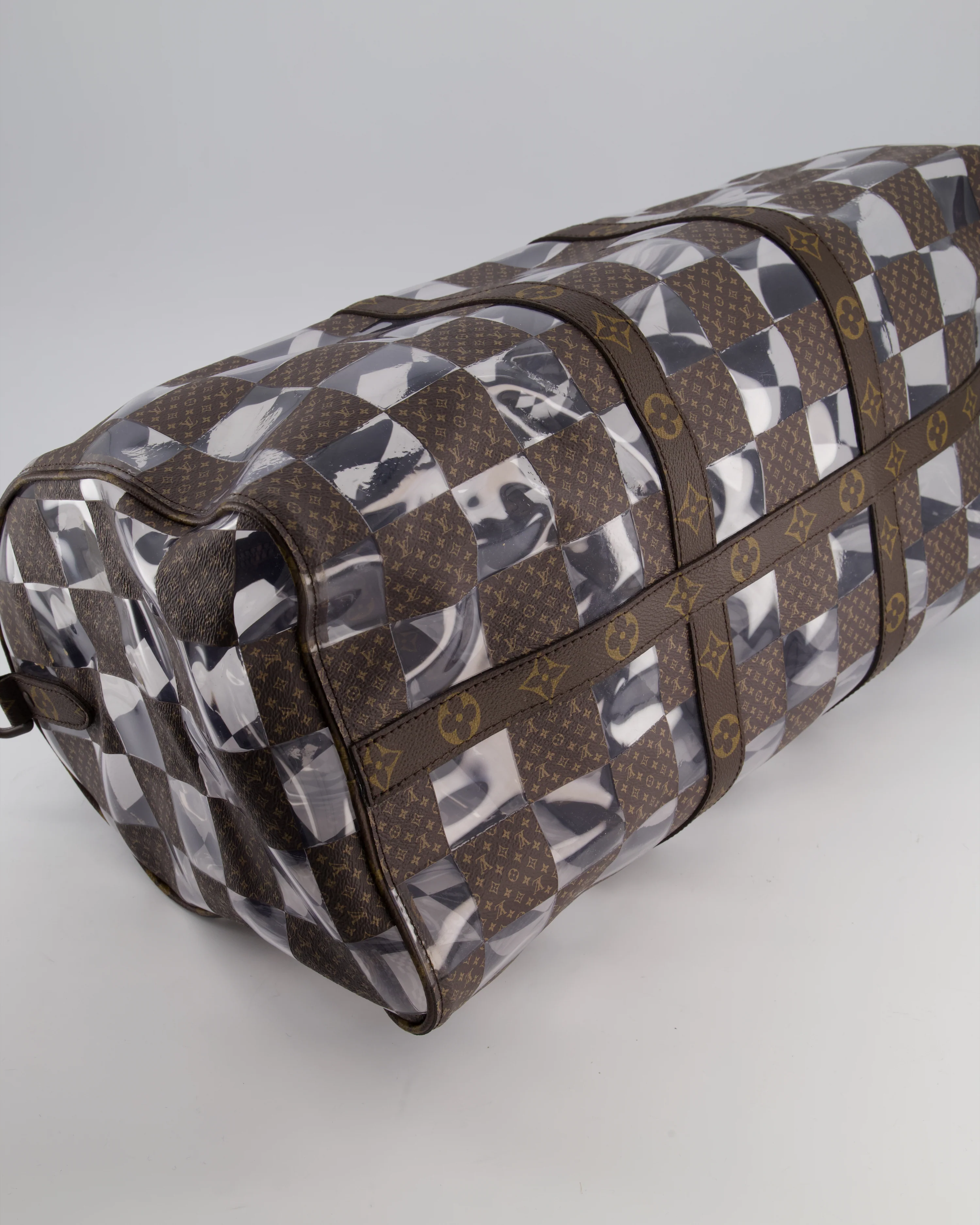 Louis Vuitton Brown Bandouliere Chessboard Keepall 50 in PVC & Monogram Coated Canvas with Matte Brown Hardware - Image 17