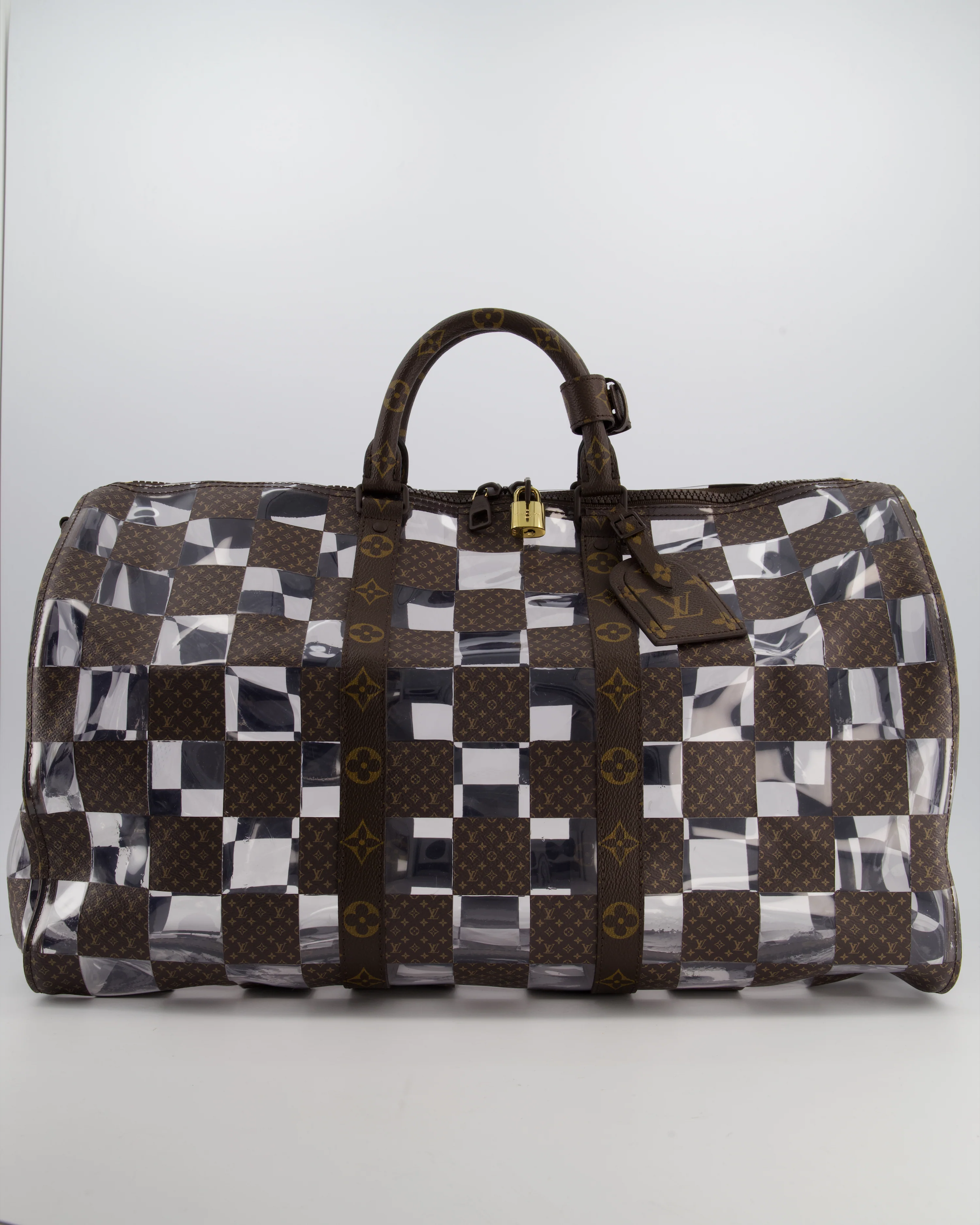 Louis Vuitton Brown Bandouliere Chessboard Keepall 50 in PVC & Monogram Coated Canvas with Matte Brown Hardware - Image 2