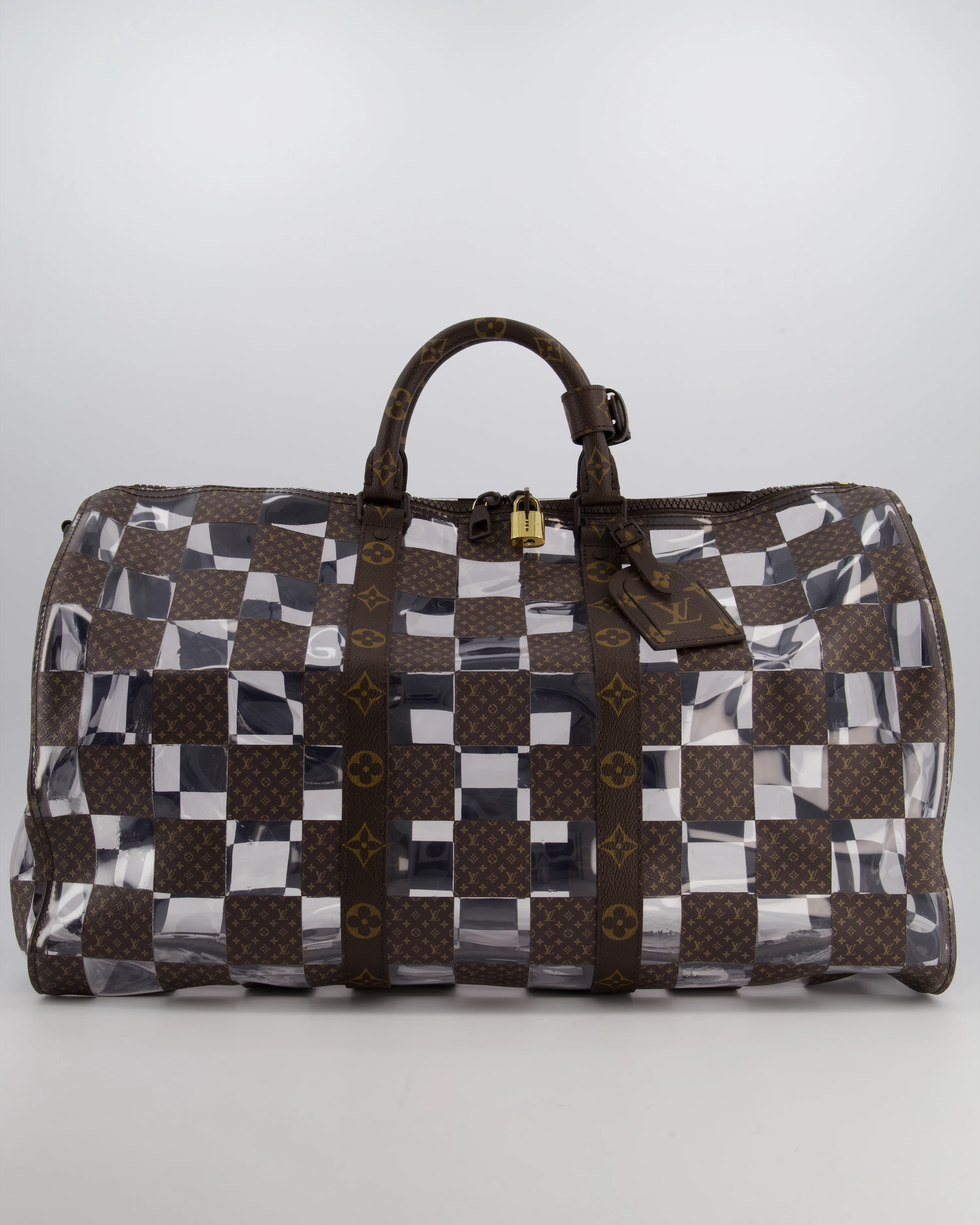 Louis Vuitton Brown Bandouliere Chessboard Keepall 50 in PVC & Monogram Coated Canvas with Matte Brown Hardware - Image 6