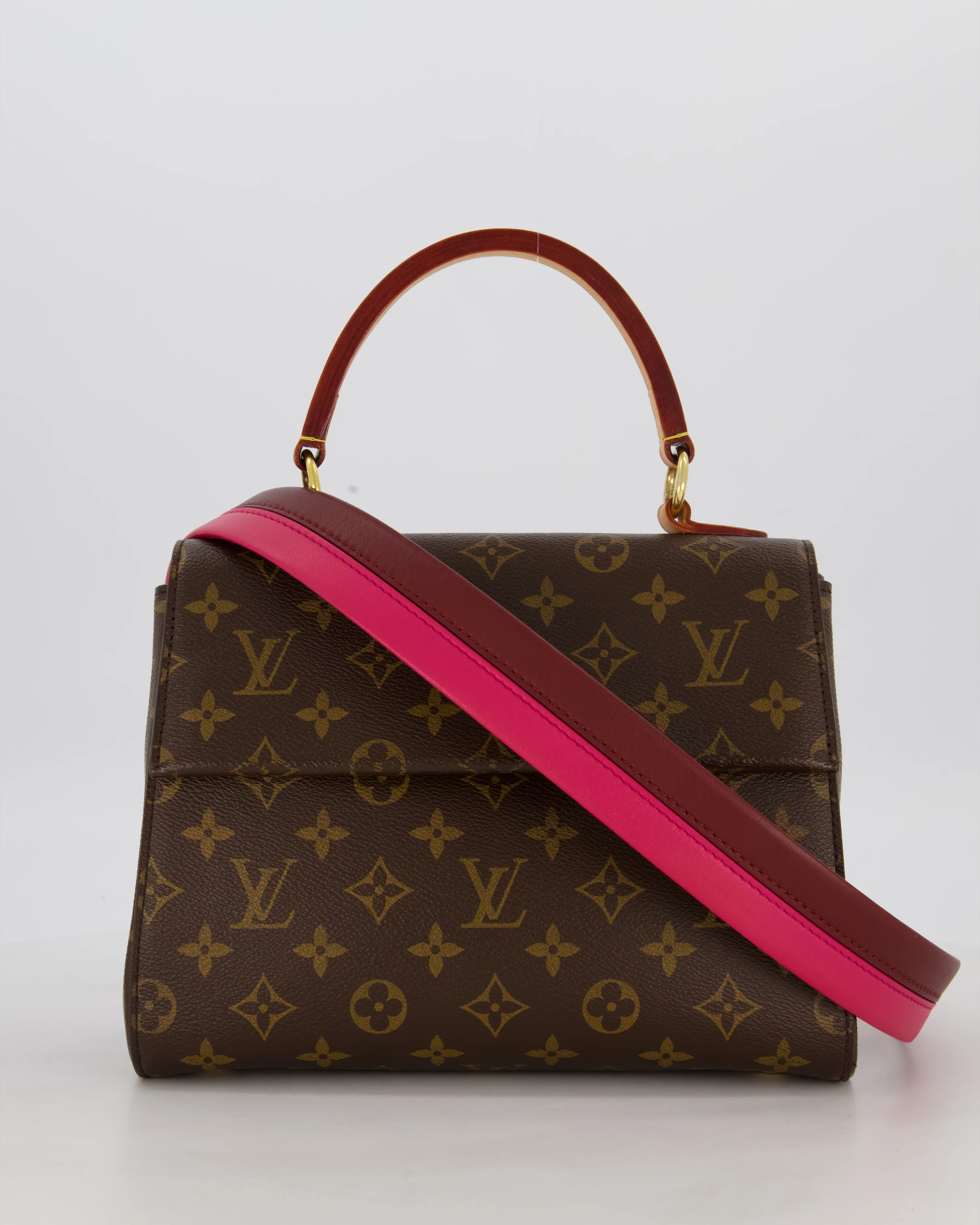 Louis Vuitton Brown Cluny BB Bag in Monogram Coated Canvas & Vacchetta Leather with Gold Hardware