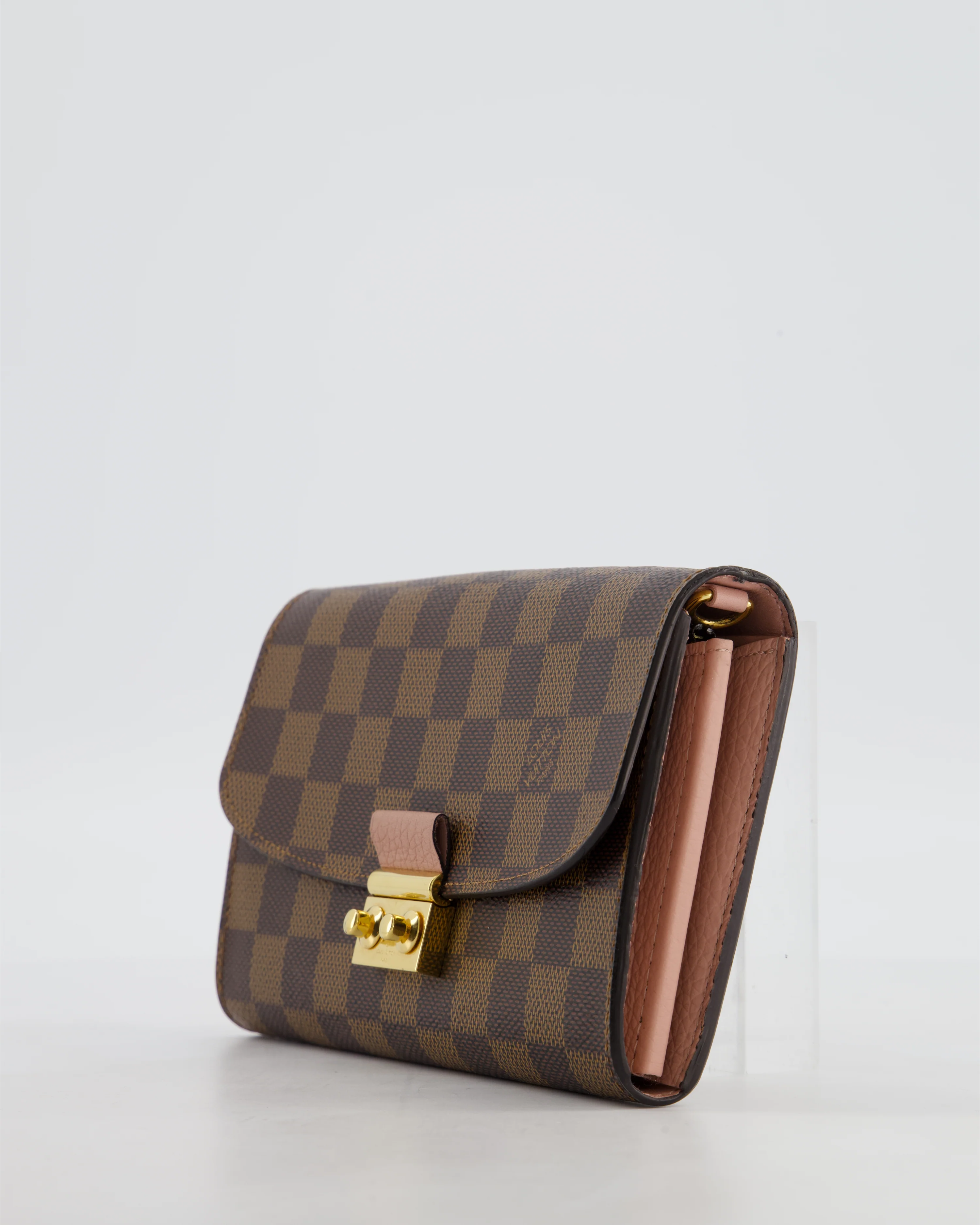 Louis Vuitton Brown Croisette Wallet on Chain in Damier Ebene Canvas with Gold Hardware - Image 12