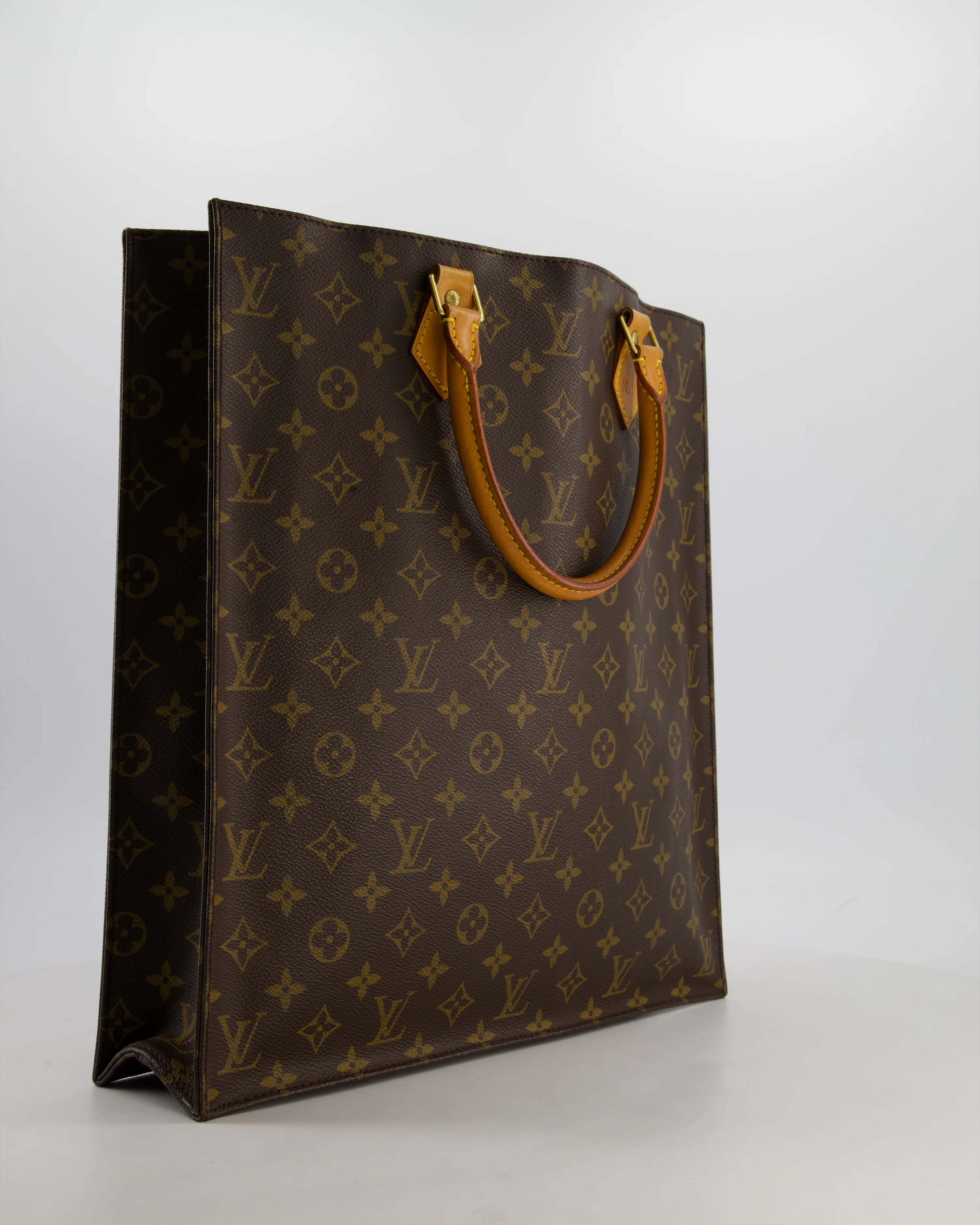 Louis Vuitton Brown Monogram Sac Plat Tote Bag with Gold Hardware - Image 4