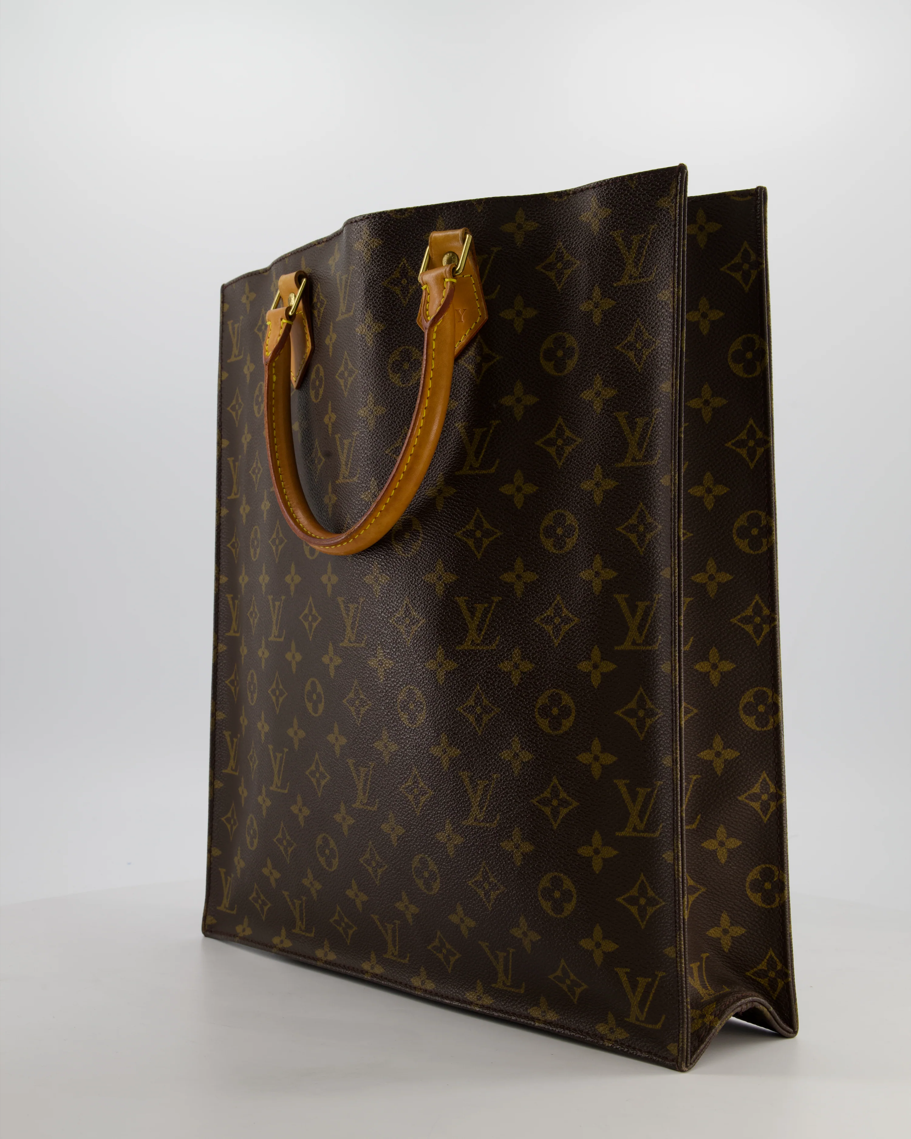 Louis Vuitton Brown Monogram Sac Plat Tote Bag with Gold Hardware - Image 9