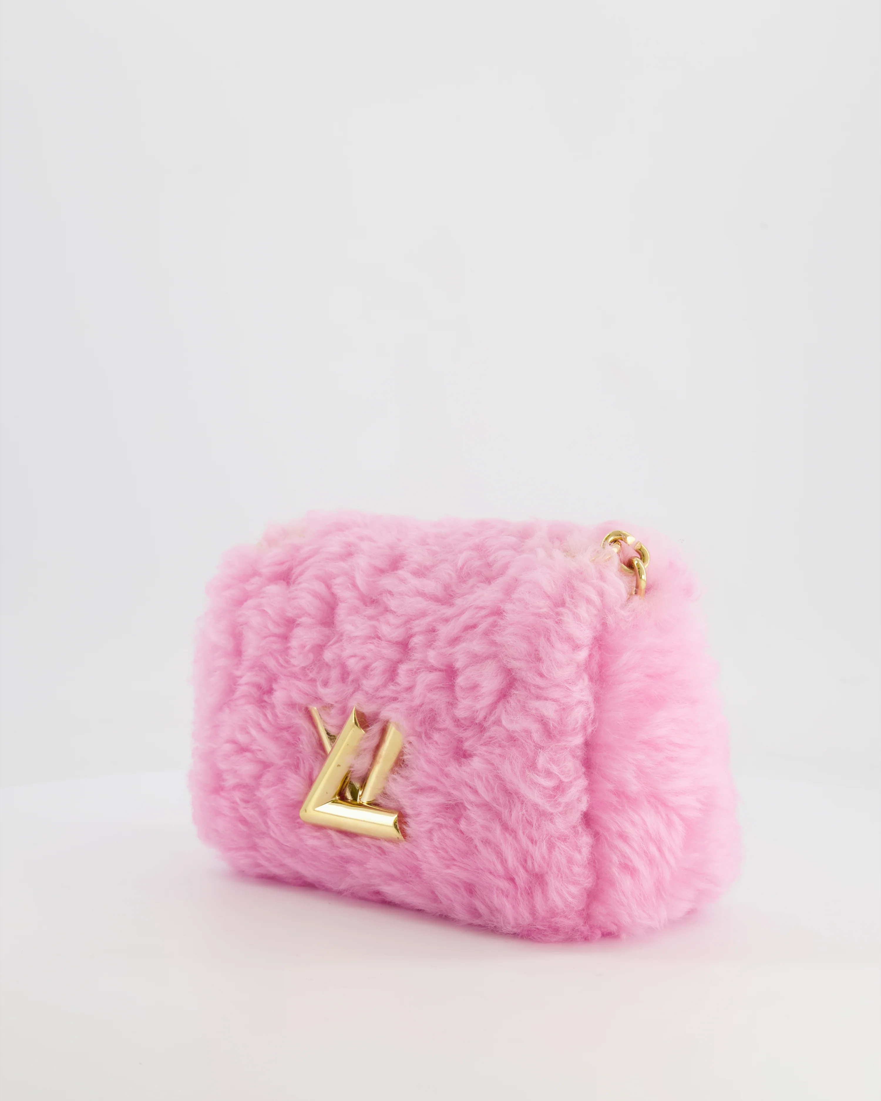 Louis Vuitton Candy Pink Shearling LV Twist PM Bag with Gold Hardware - Image 10