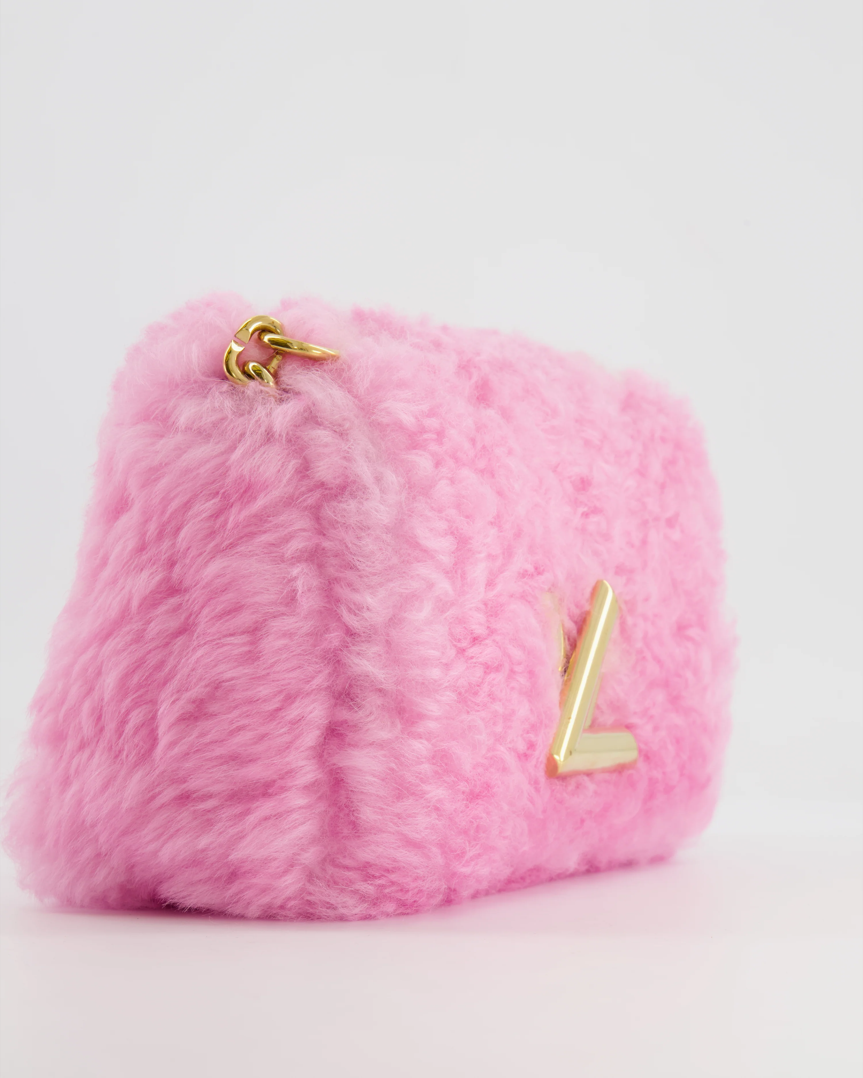 Louis Vuitton Candy Pink Shearling LV Twist PM Bag with Gold Hardware - Image 11