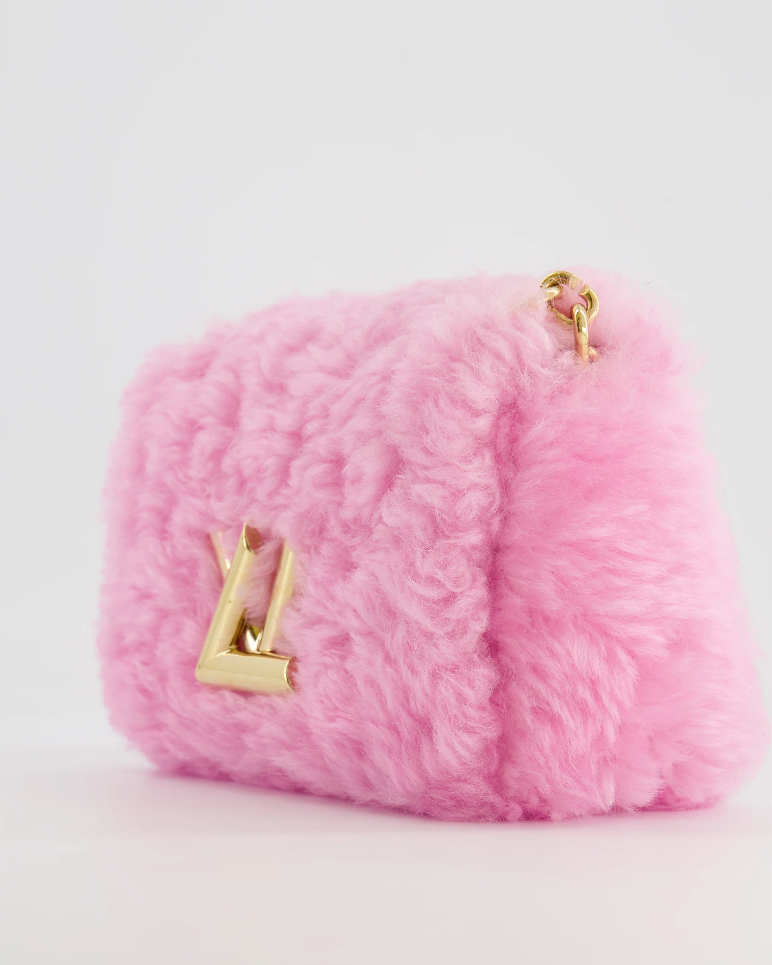 Louis Vuitton Candy Pink Shearling LV Twist PM Bag with Gold Hardware - Image 12