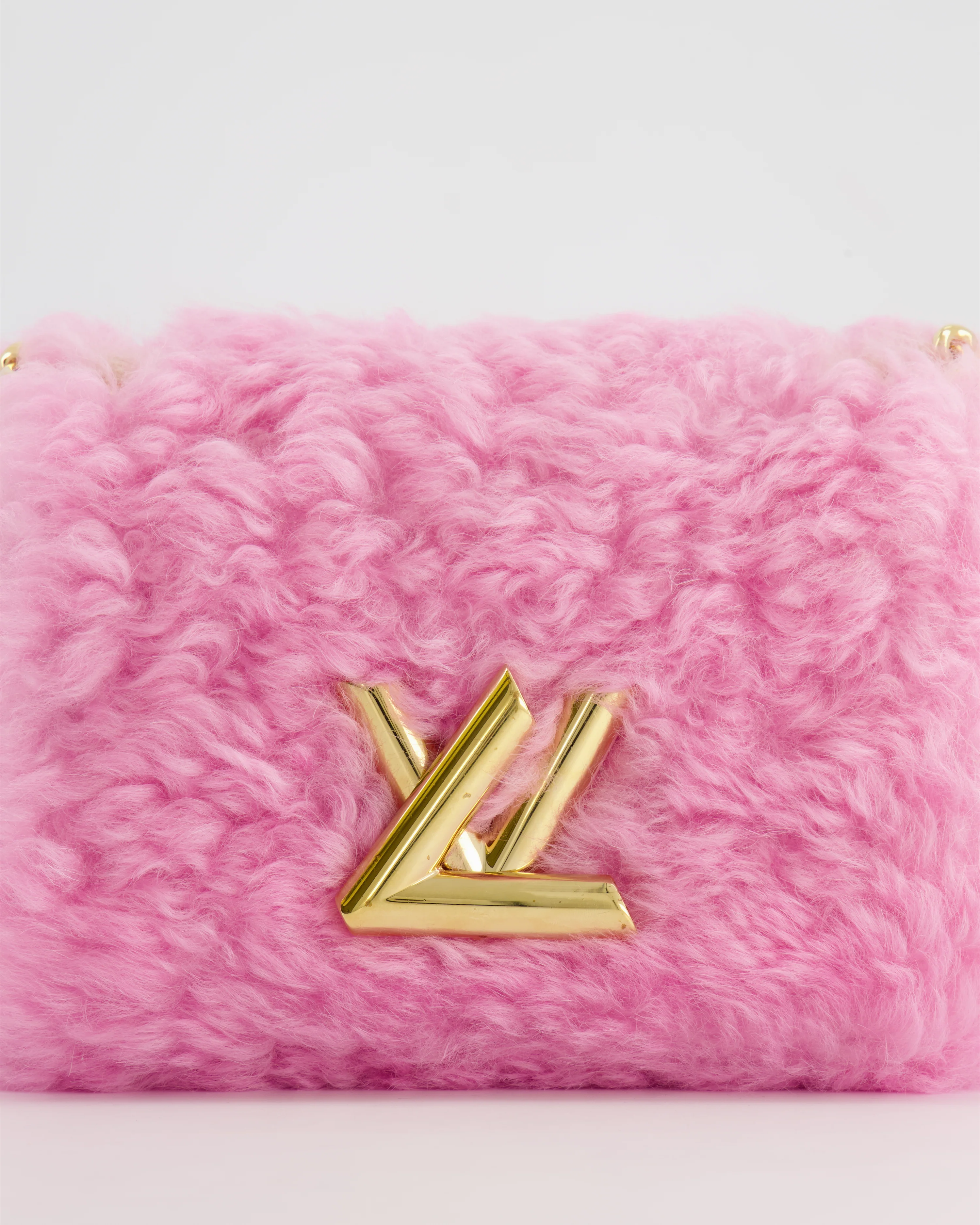 Louis Vuitton Candy Pink Shearling LV Twist PM Bag with Gold Hardware - Image 15