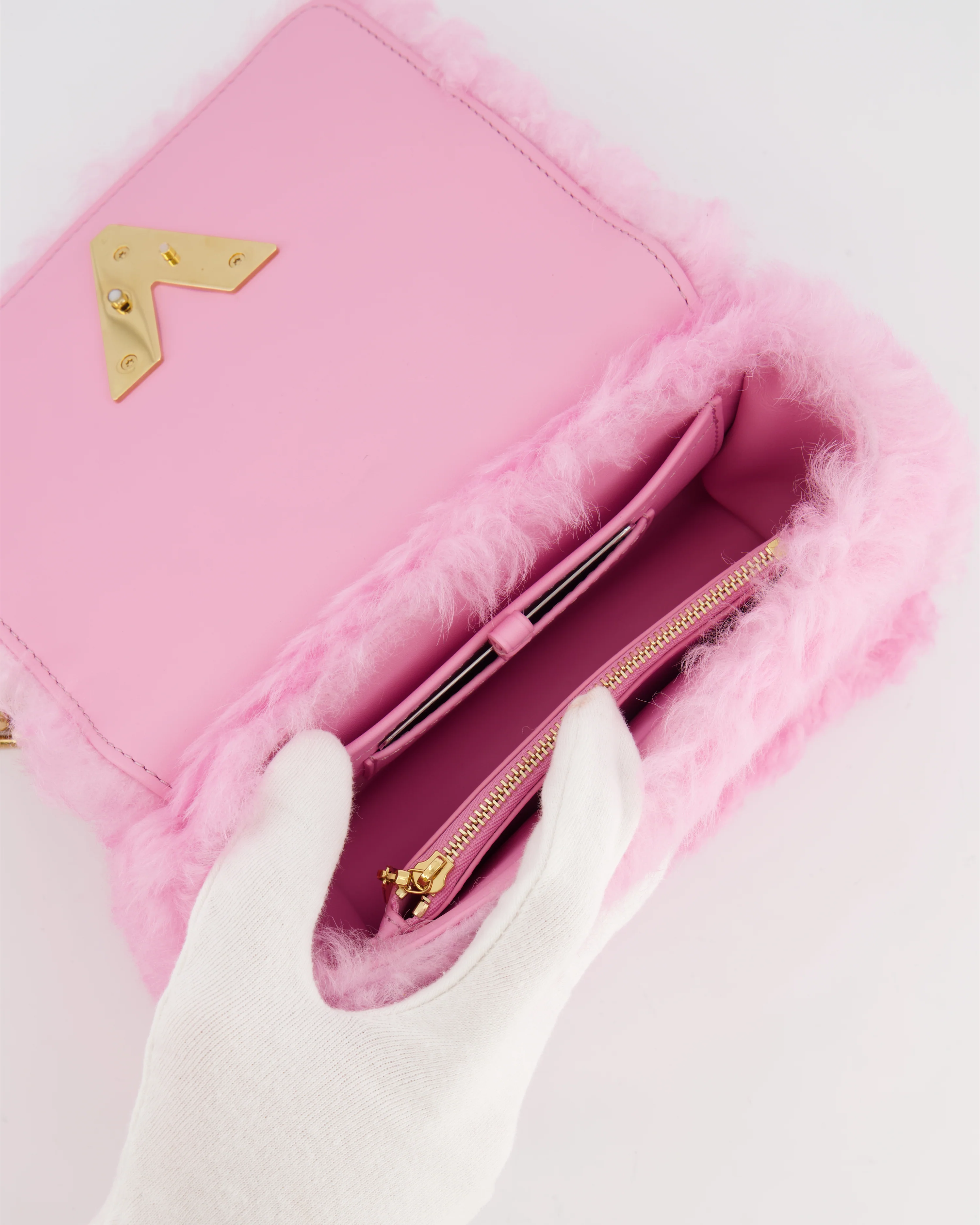 Louis Vuitton Candy Pink Shearling LV Twist PM Bag with Gold Hardware - Image 17