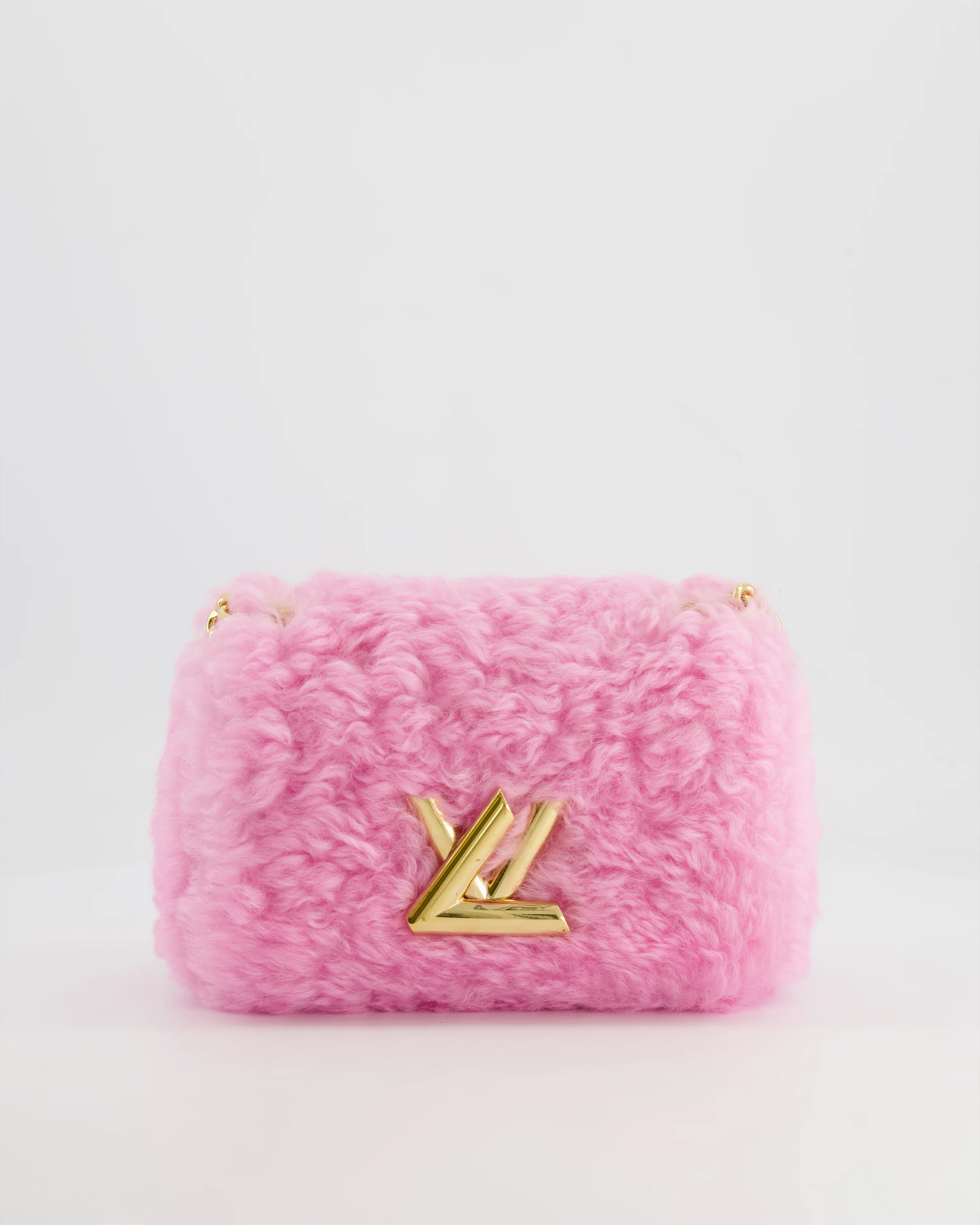 Louis Vuitton Candy Pink Shearling LV Twist PM Bag with Gold Hardware - Image 3