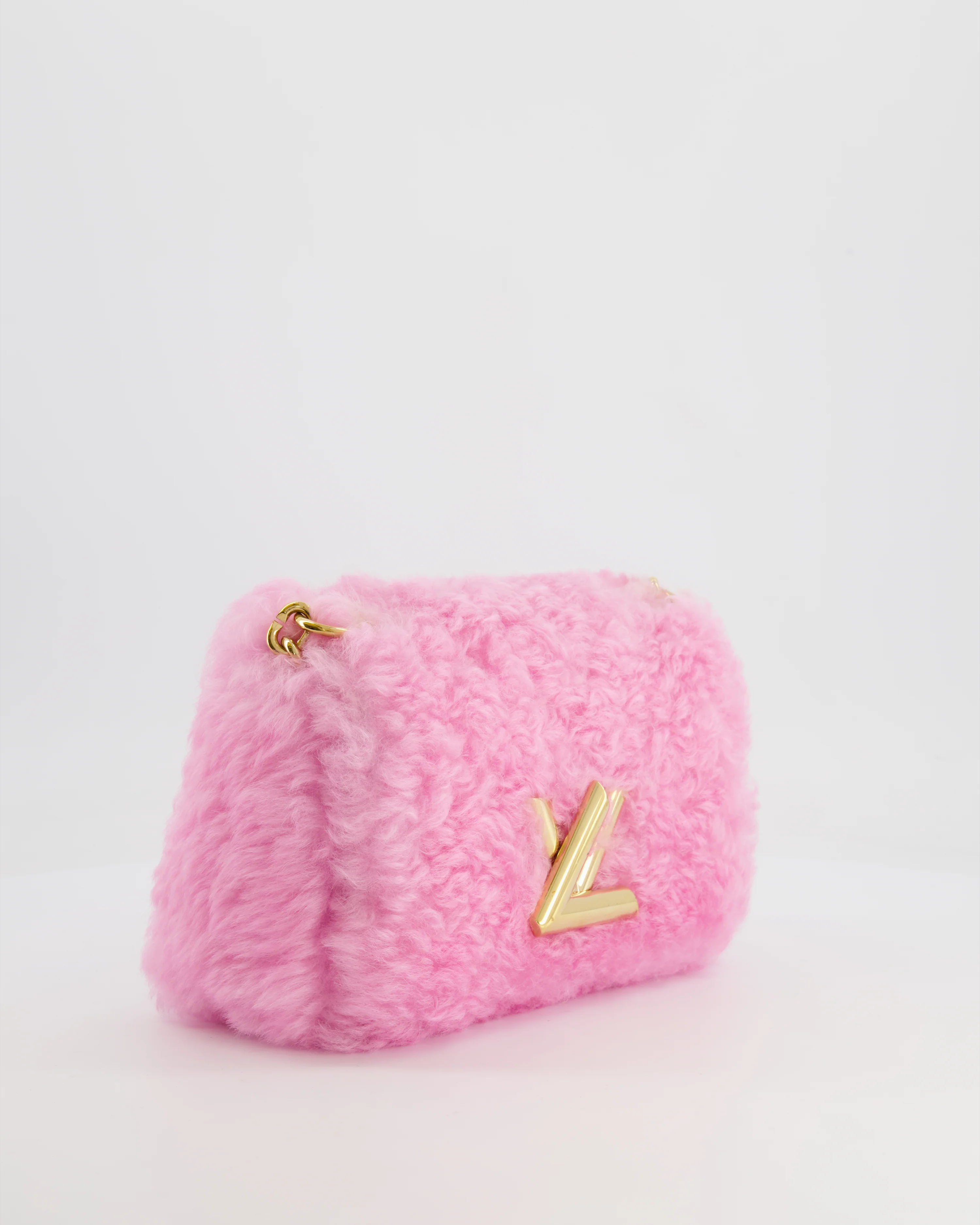 Louis Vuitton Candy Pink Shearling LV Twist PM Bag with Gold Hardware - Image 4