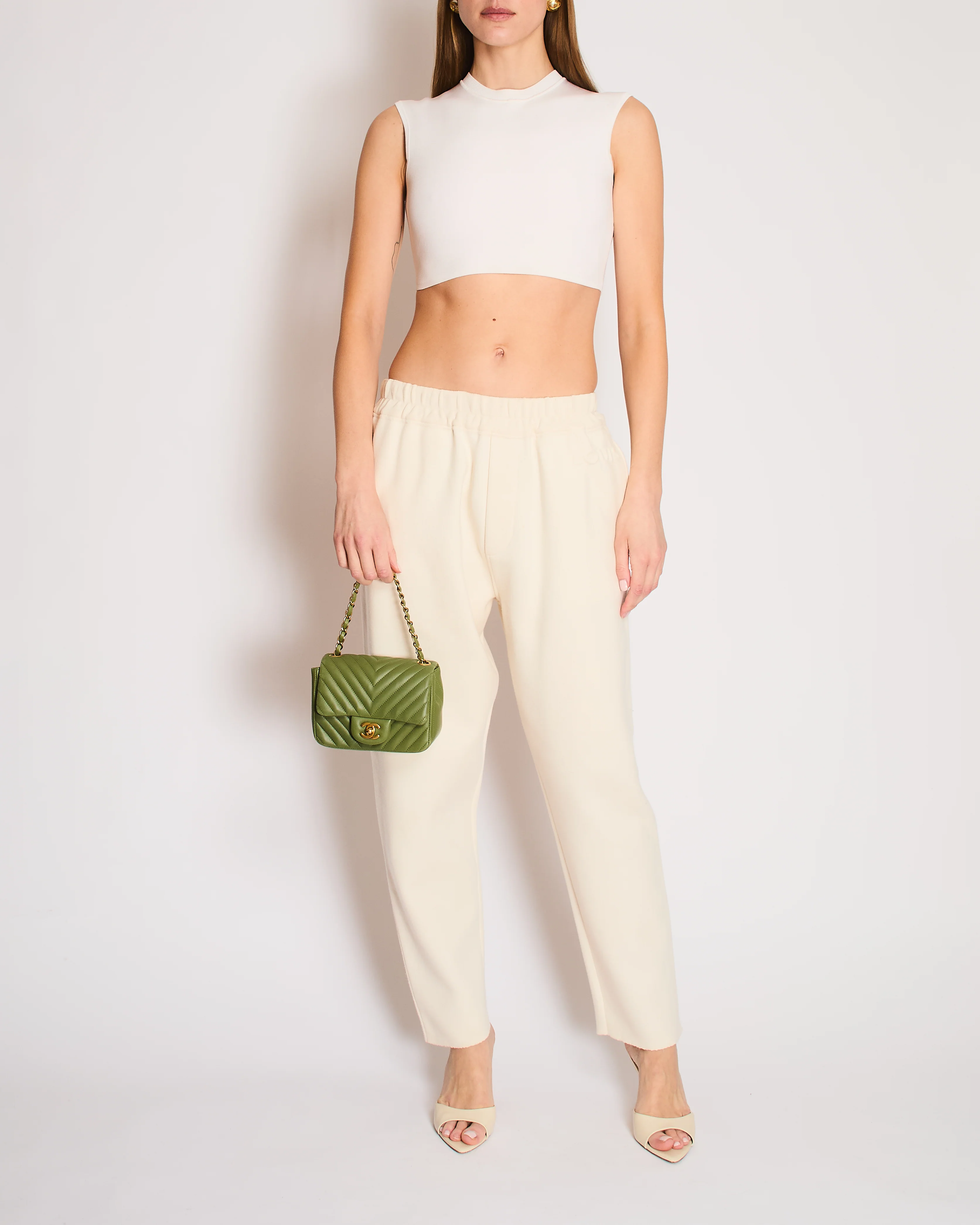 Louis Vuitton Cream Wool Monogram Joggers with Logo Detail Size M (UK 10)