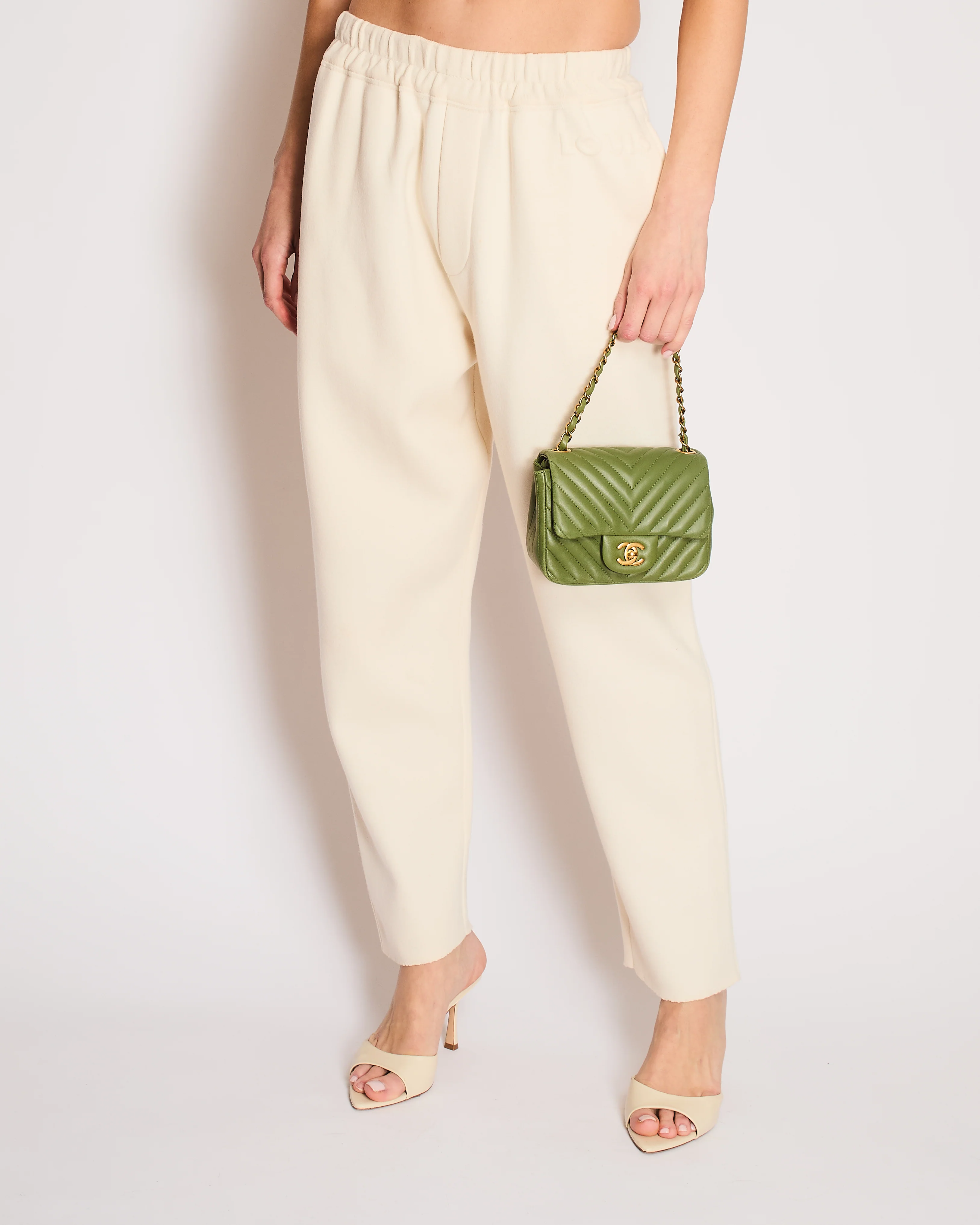 Louis Vuitton Cream Wool Monogram Joggers with Logo Detail Size M (UK 10) - Image 2