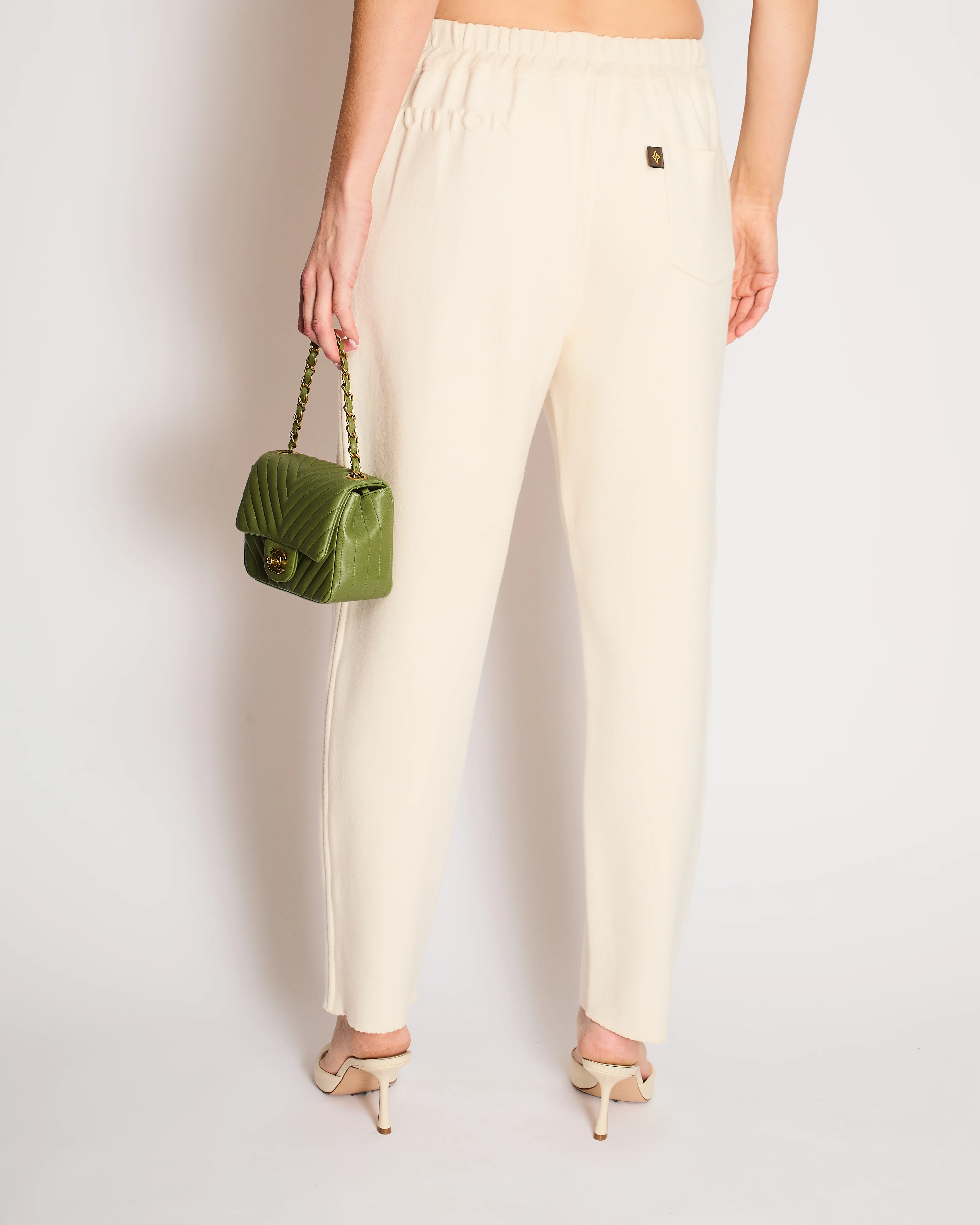 Louis Vuitton Cream Wool Monogram Joggers with Logo Detail Size M (UK 10) - Image 4