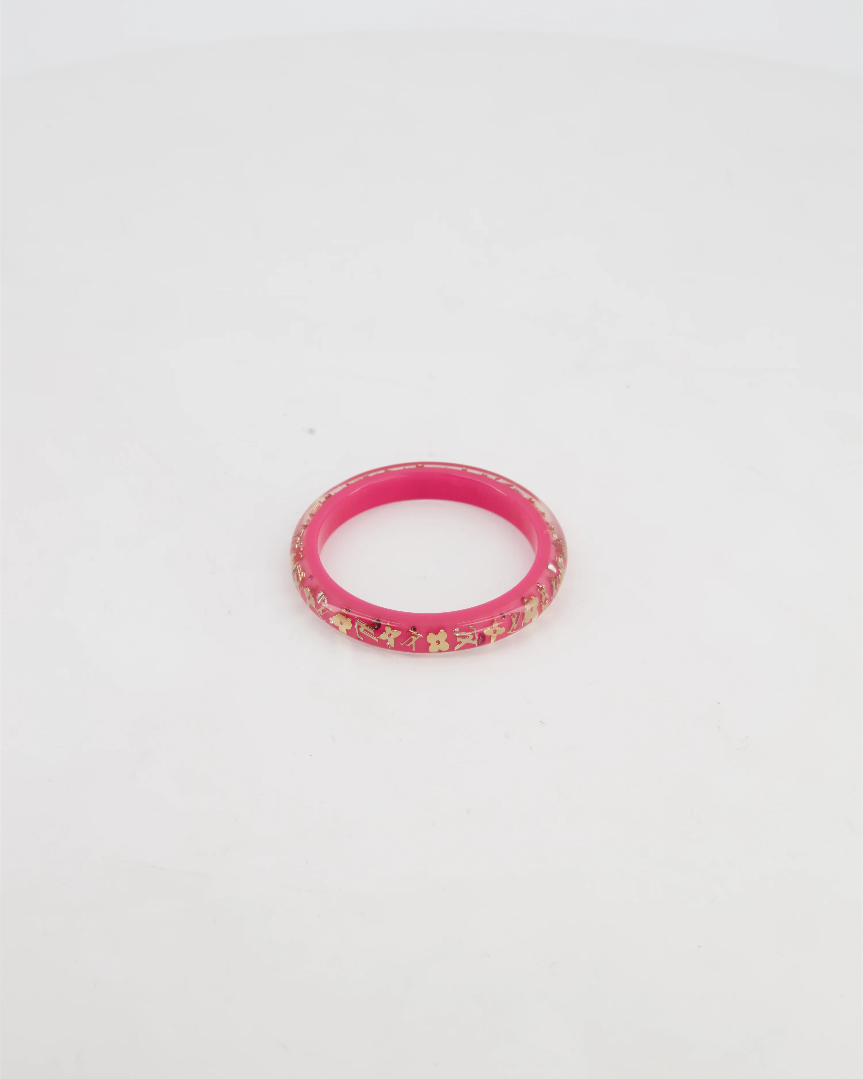 Louis Vuitton Fuchsia Pink Inclusion Bangle Bracelet with Logo Detail - Image 4