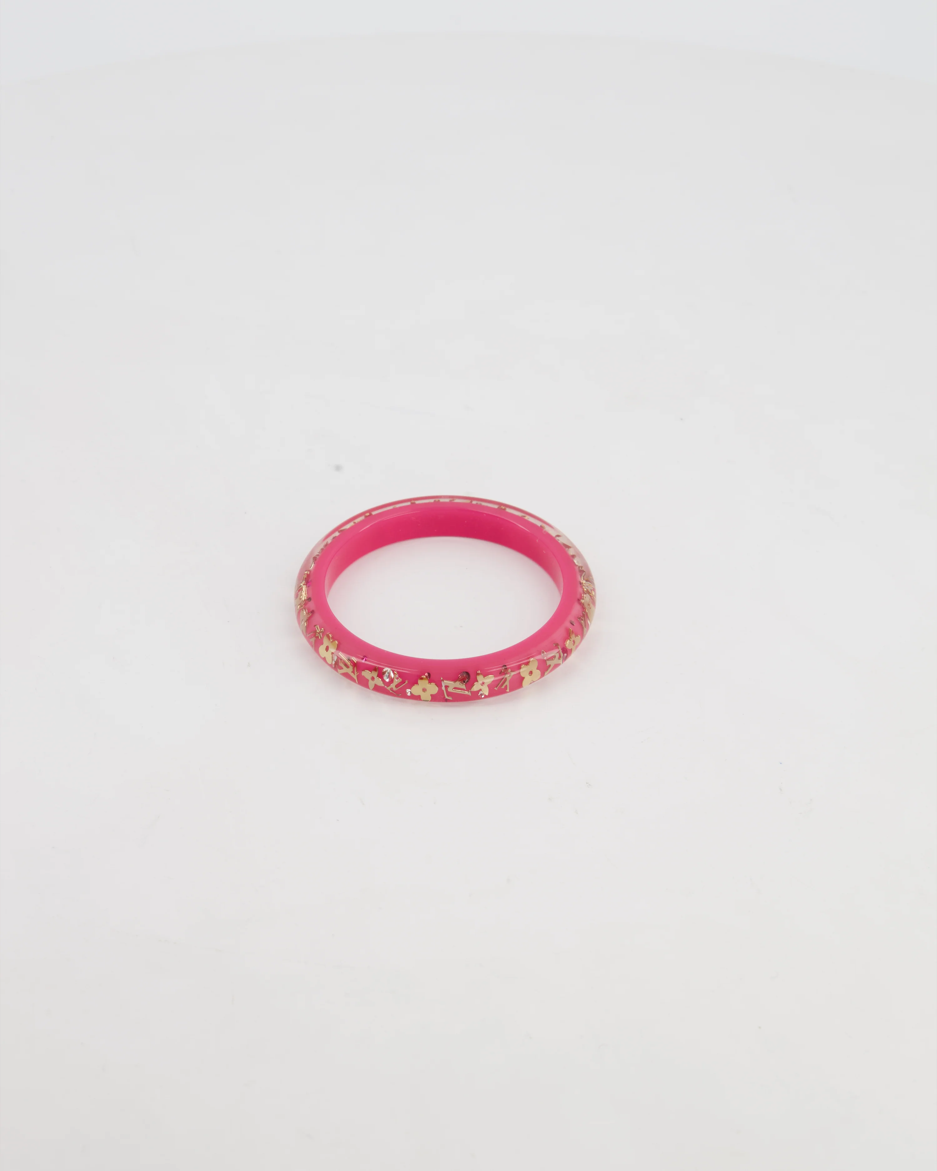 Louis Vuitton Fuchsia Pink Inclusion Bangle Bracelet with Logo Detail - Image 5