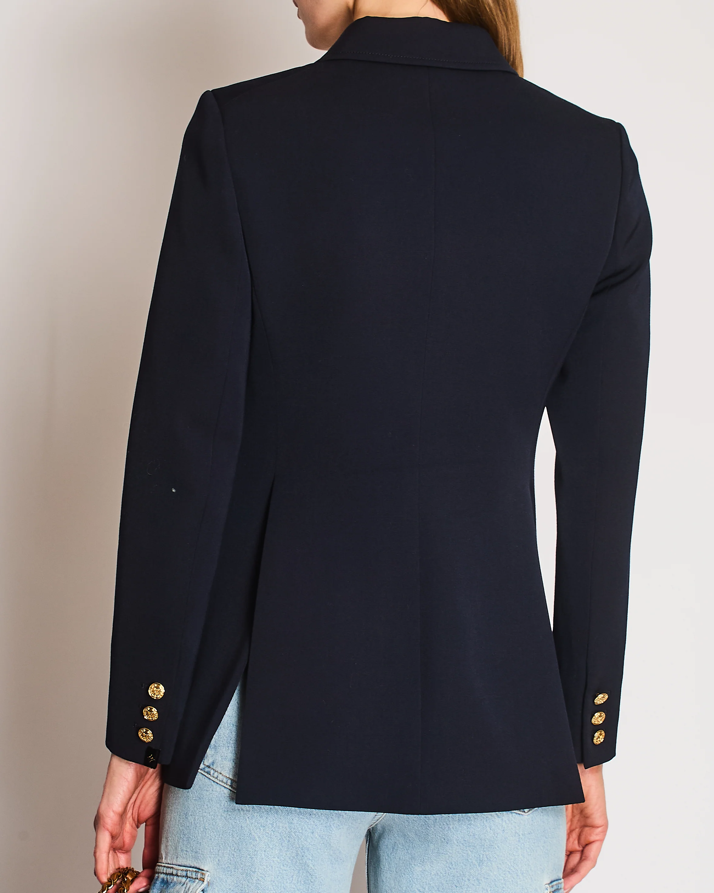 Louis Vuitton Navy Wool Blazer with Gold LV Buttons and Logo Patch Size FR 38 (UK 10) - Image 6