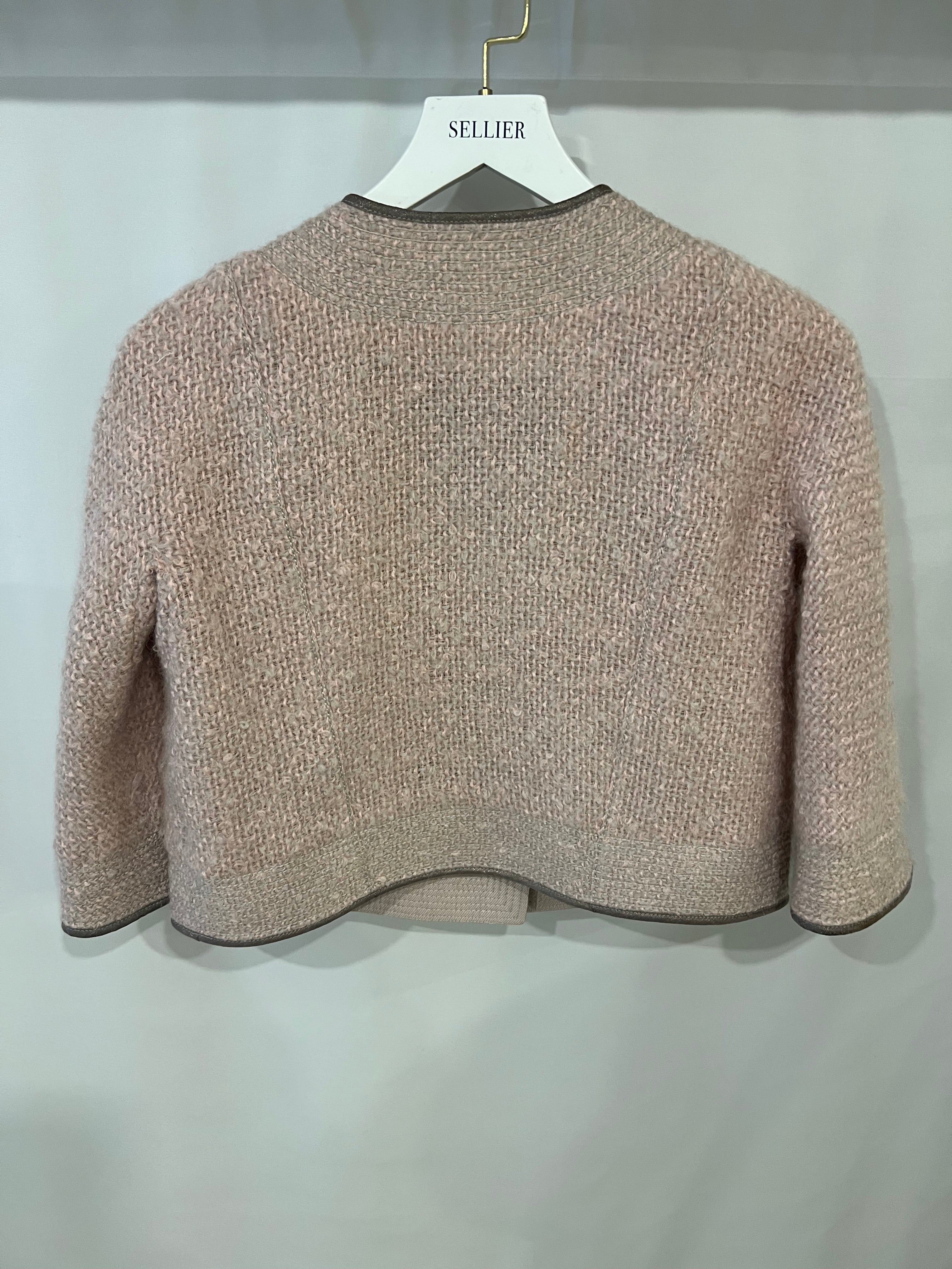 Louis Vuitton Pink Wool Tweed Jacket with Gold Detailing Size FR 38 (UK 10) - Image 5