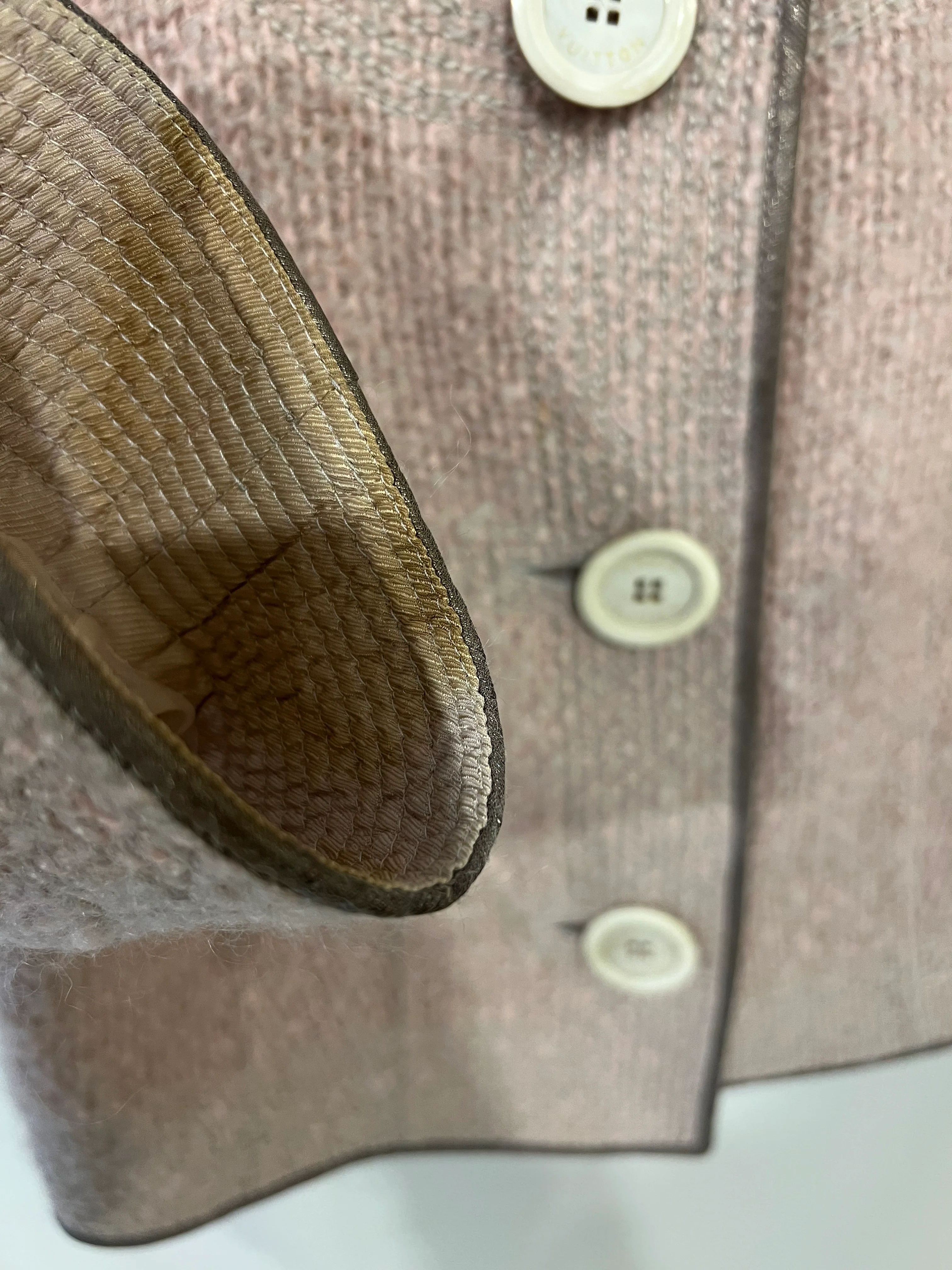 Louis Vuitton Pink Wool Tweed Jacket with Gold Detailing Size FR 38 (UK 10) - Image 8