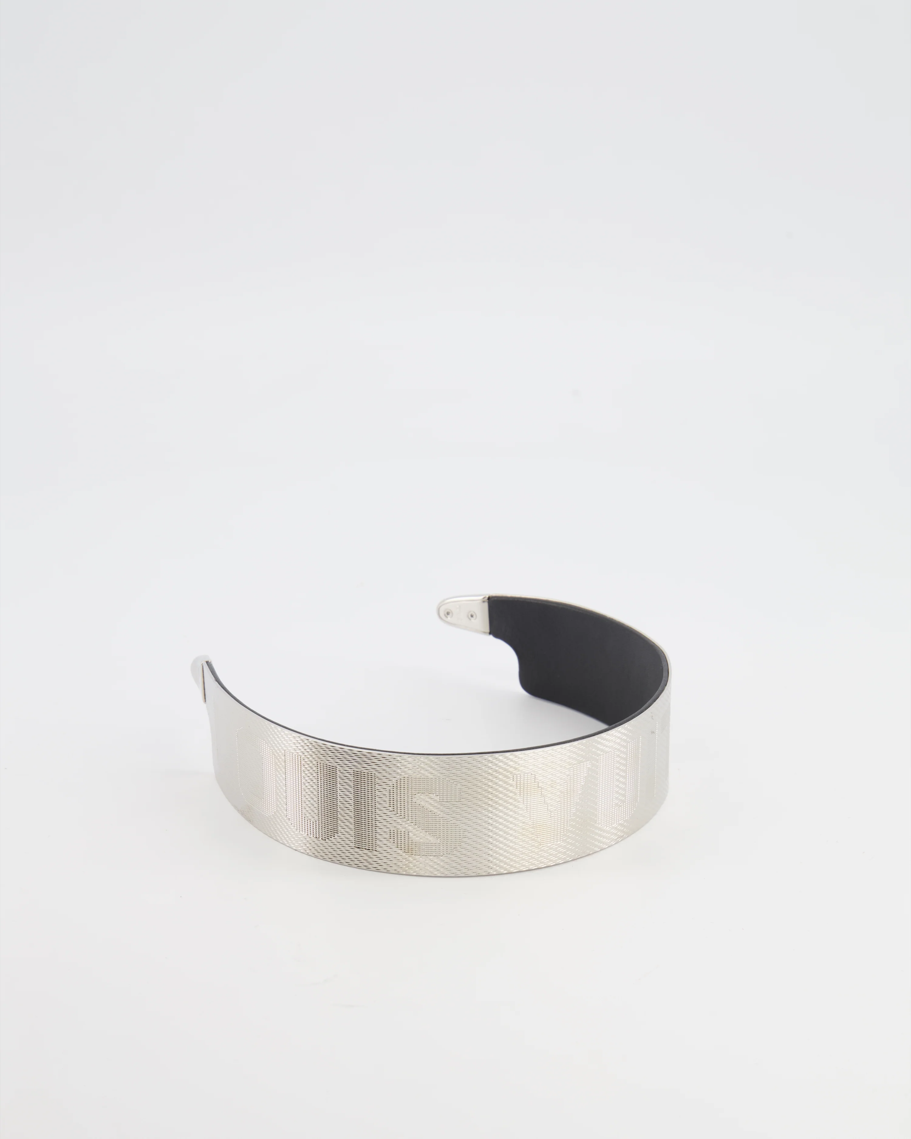Louis Vuitton Silver Metallic Headband with Embossed Logo
