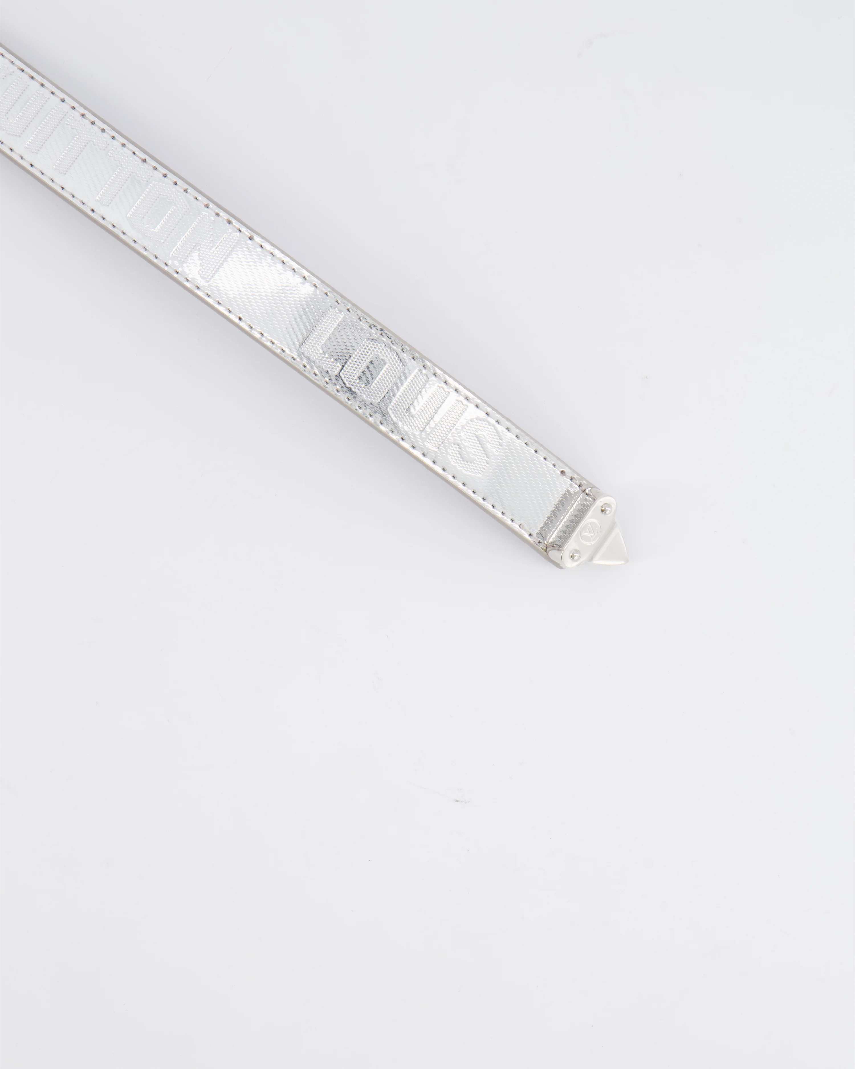 Louis Vuitton Silver Metallic Logo Belt Size 90cm - Image 4