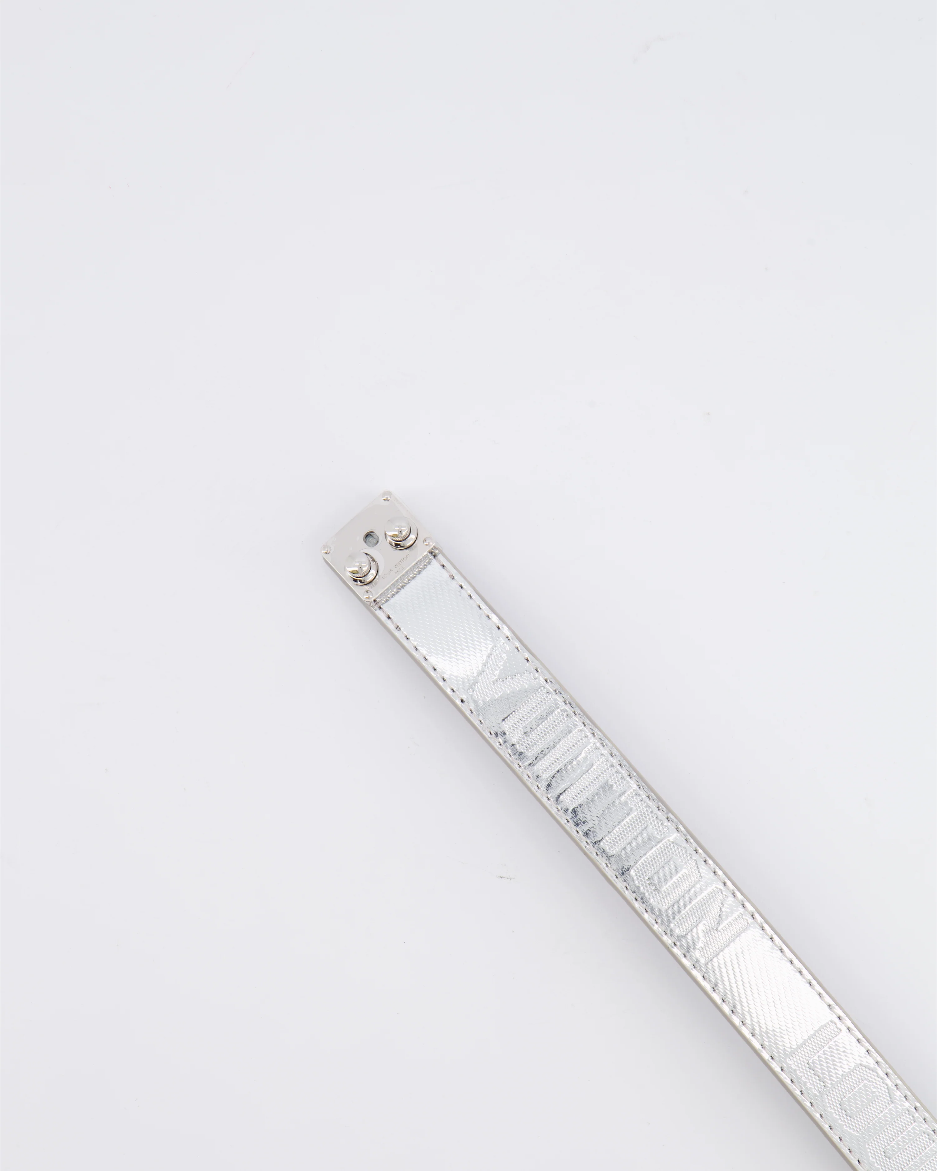 Louis Vuitton Silver Metallic Logo Belt Size 90cm - Image 5