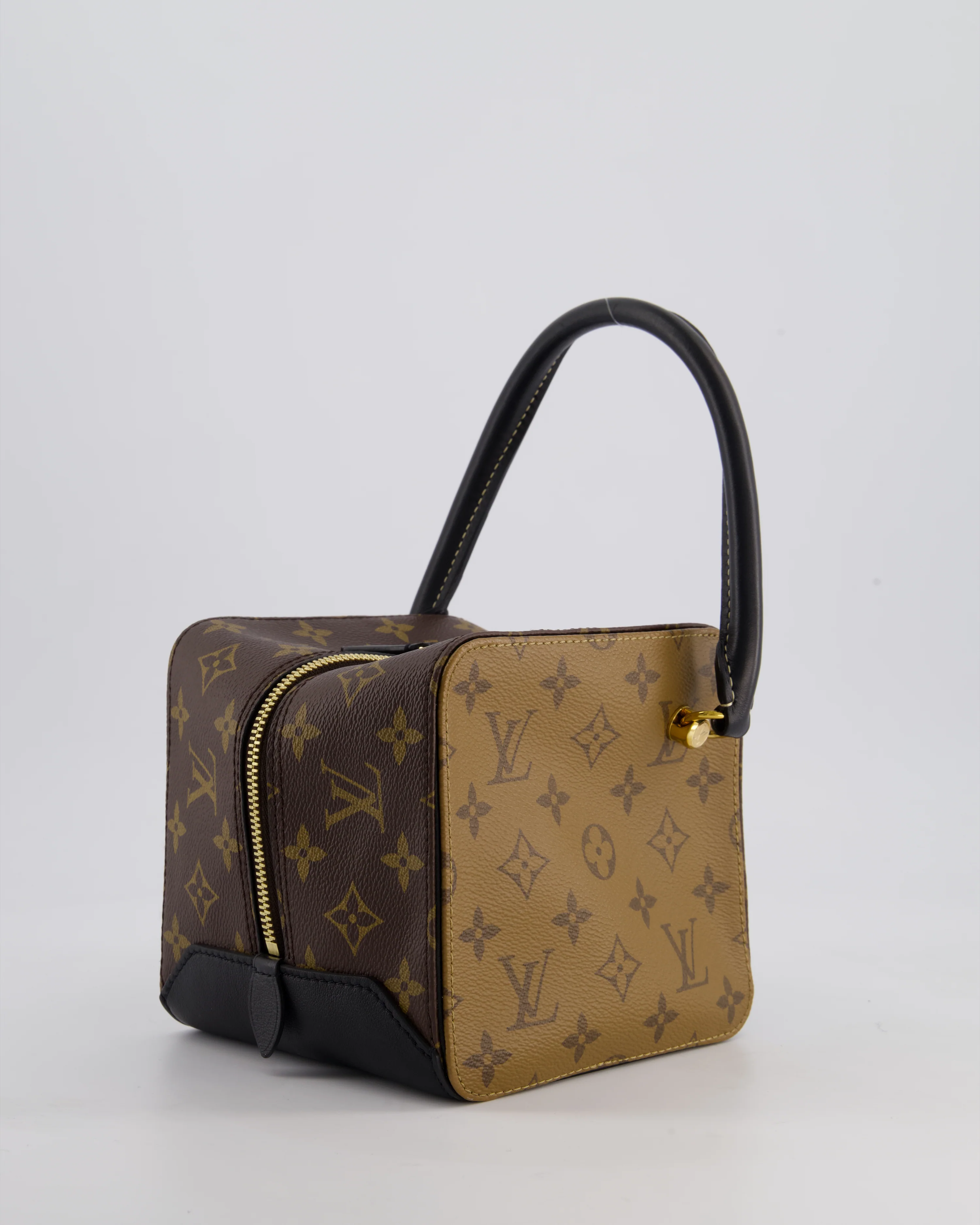 Louis Vuitton Reverse Monogram Square Bag Canvas Leather with Gold Hardware - Image 6