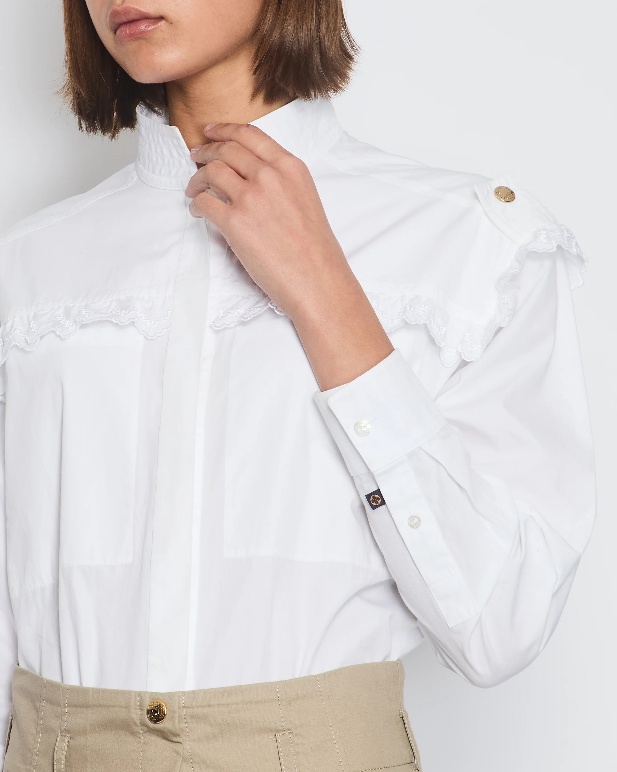 Louis Vuitton White Shirt with Gold Buttons Details Size 34 (UK 6) - Image 4