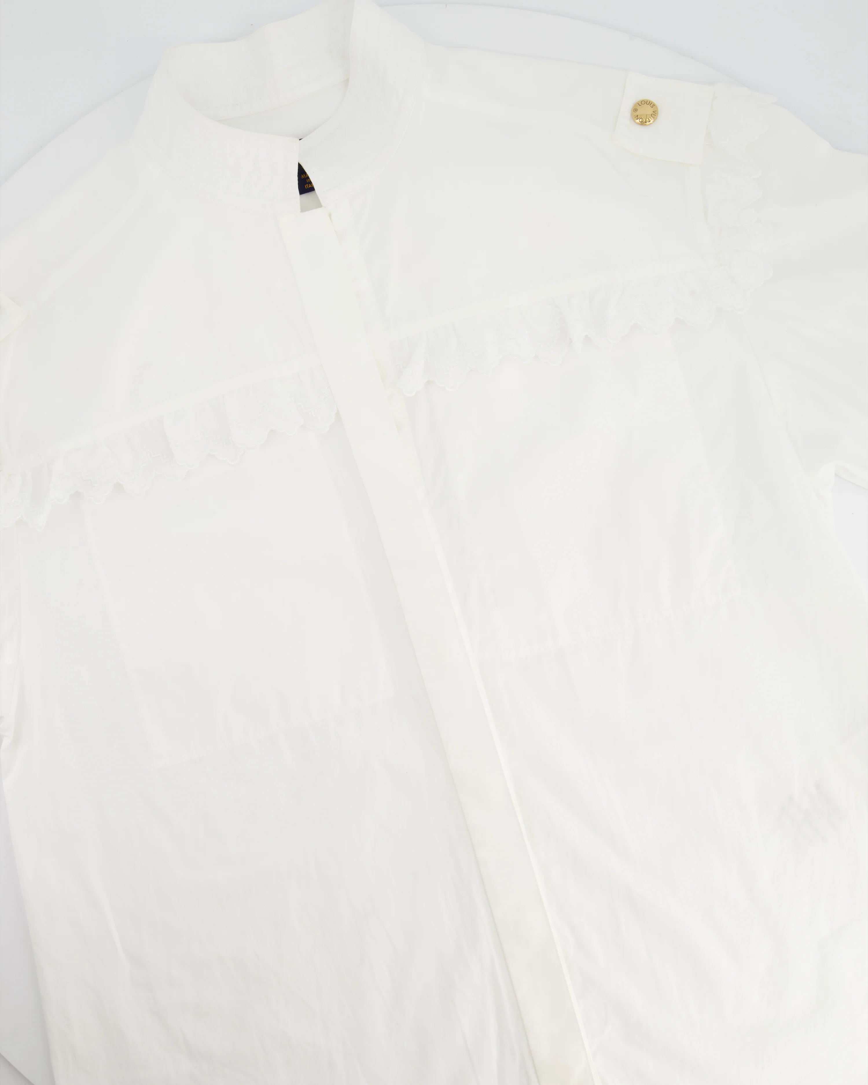 Louis Vuitton White Shirt with Gold Buttons Details Size 34 (UK 6) - Image 6
