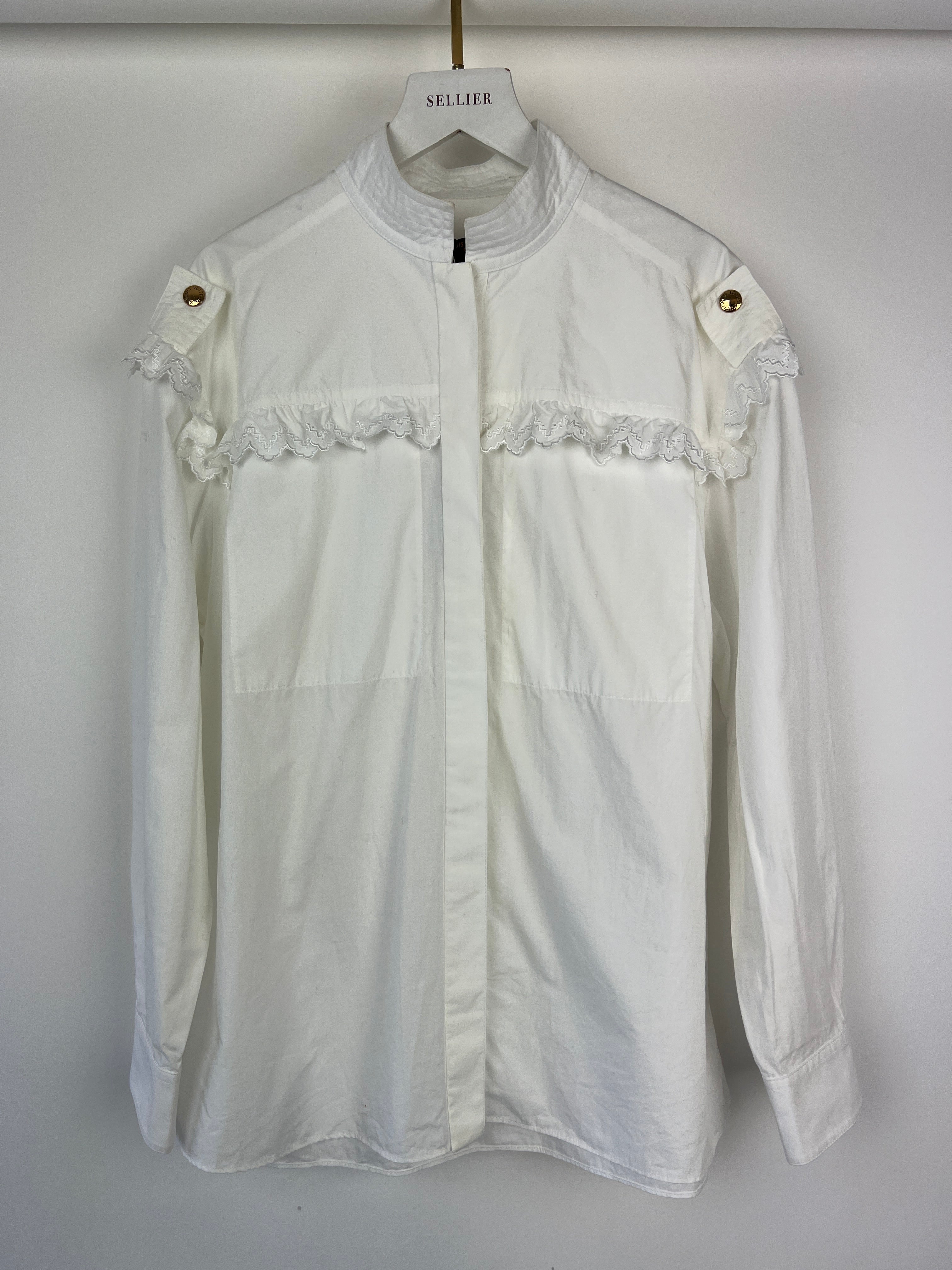 Louis Vuitton White Shirt with Gold Buttons Details Size 34 (UK 6) - Image 9