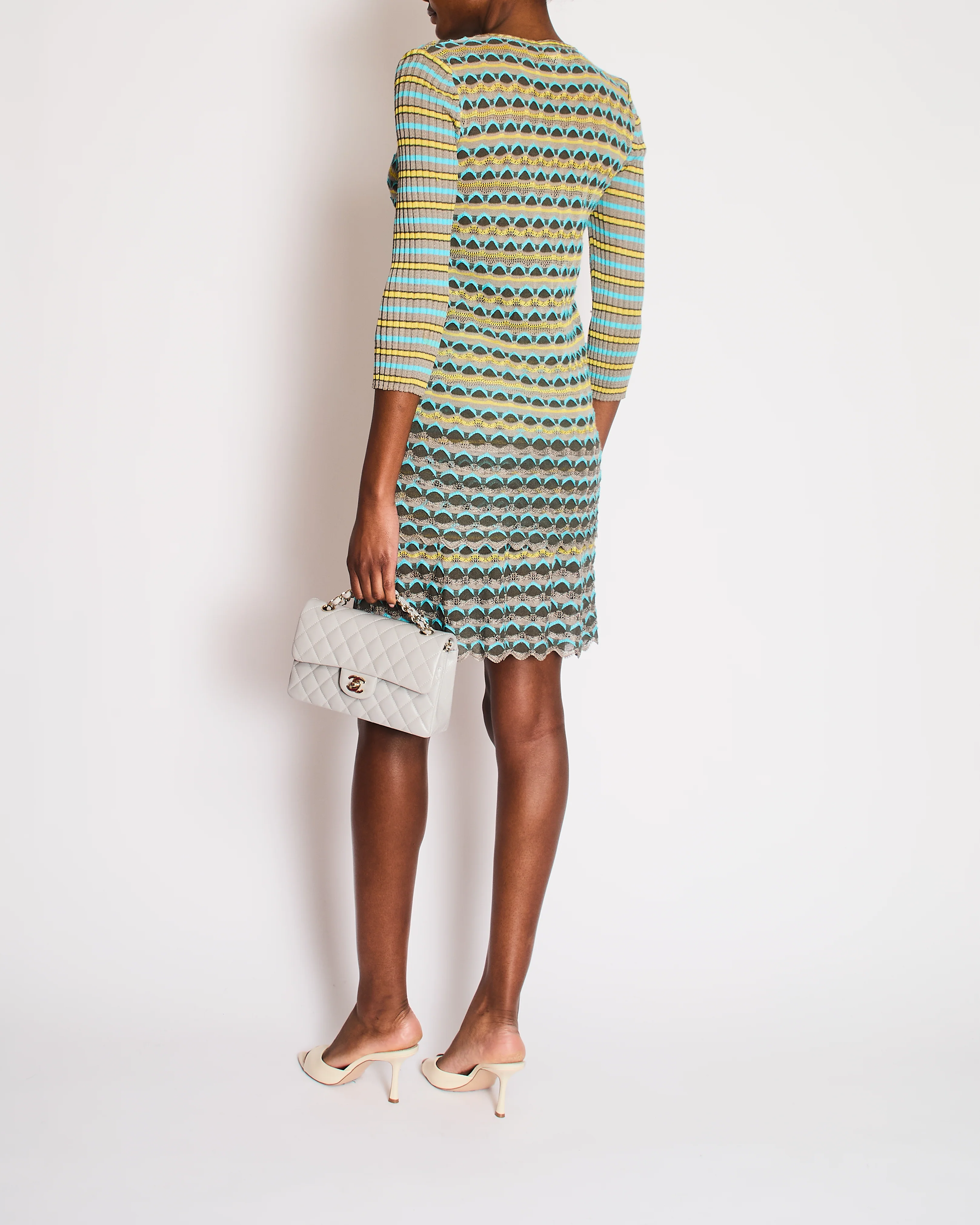 M Missoni Grey, Yellow and Blue Knit Cardigan and Top Chevron Set Size IT 44 (UK 12) - Image 4