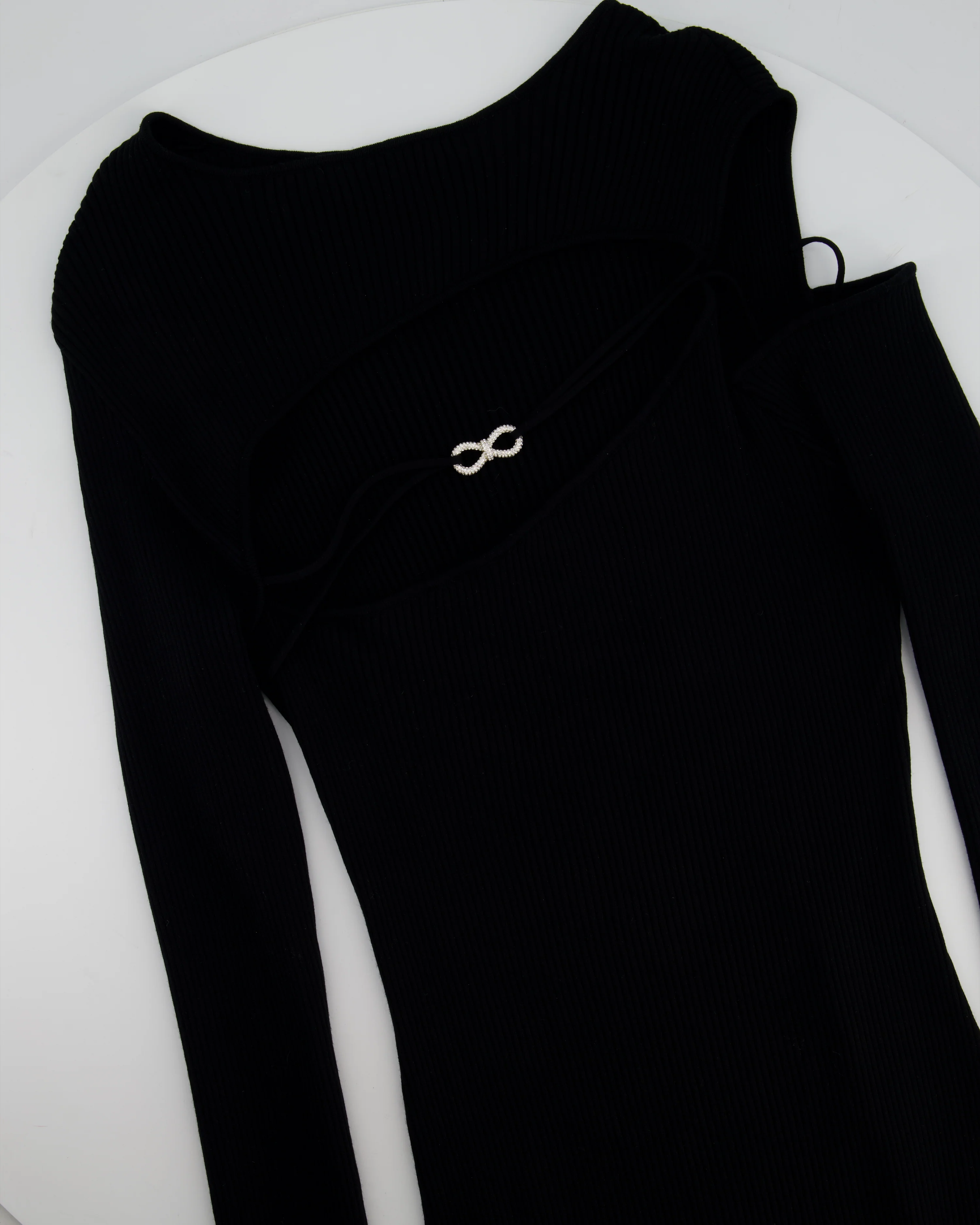 Mach and Mach Black Full Sleeve Chest Cut Out Bow Detail Short Dress Size (UK 12) - Image 5