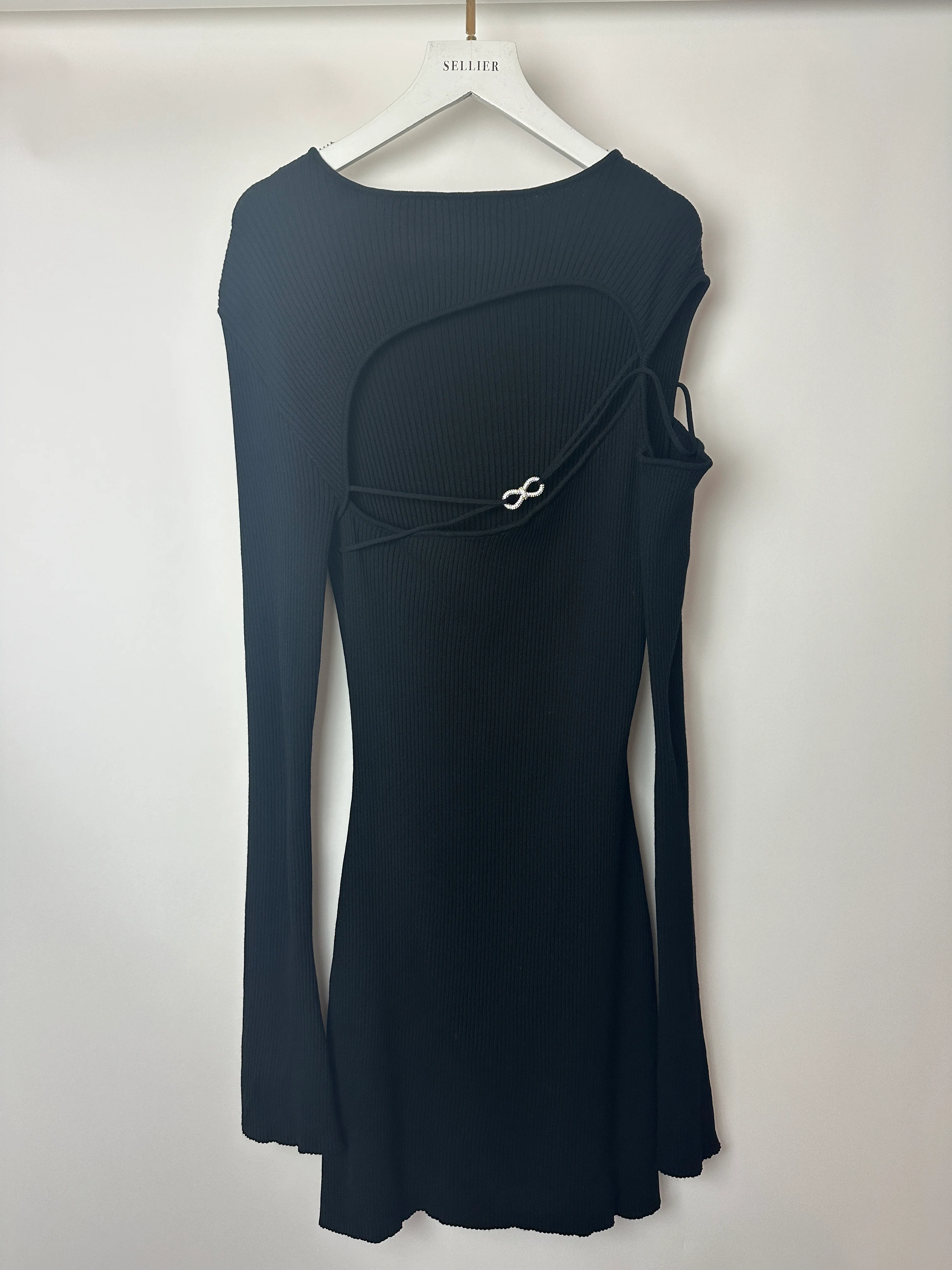 Mach and Mach Black Full Sleeve Chest Cut Out Bow Detail Short Dress Size (UK 12) - Image 8
