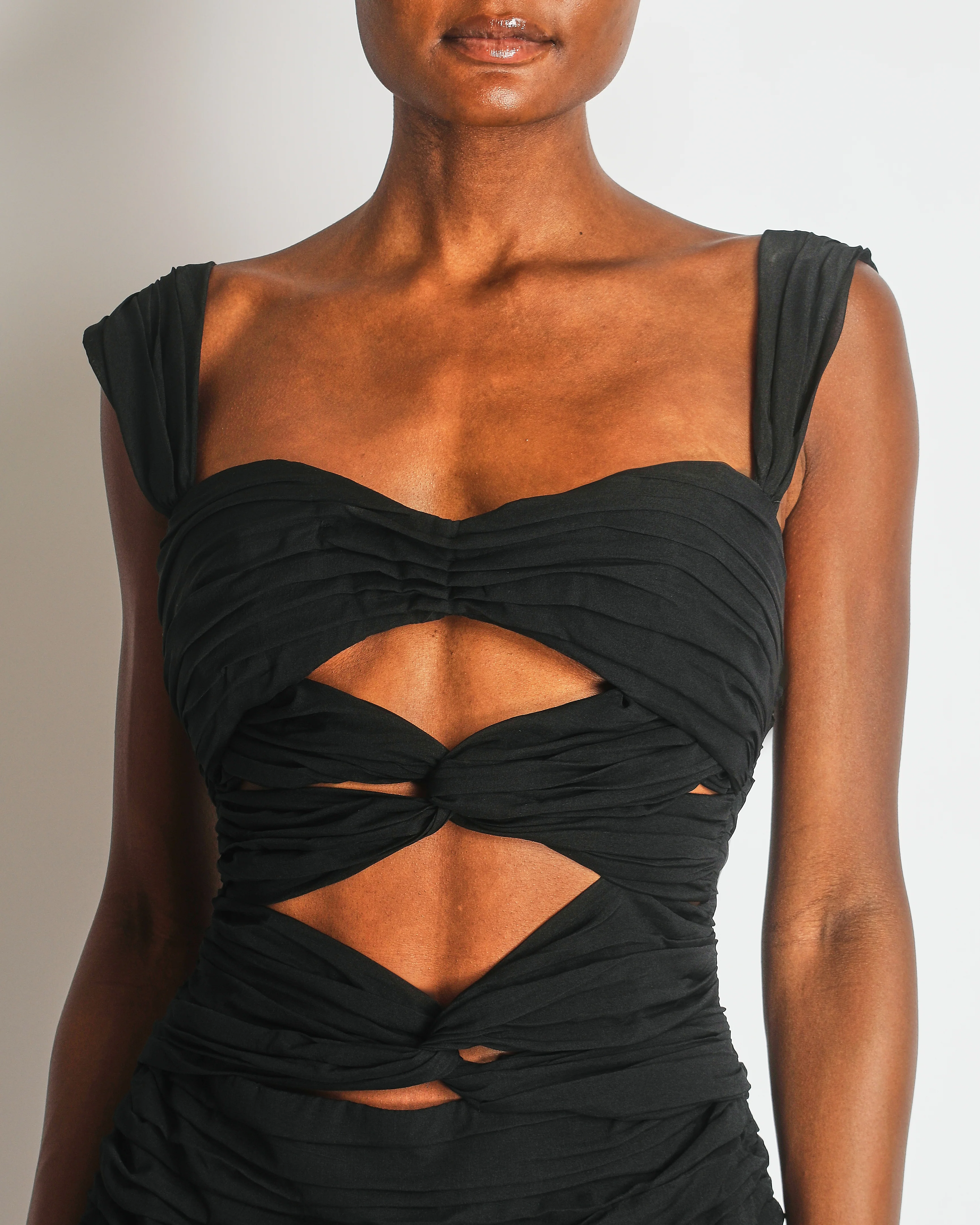 Magda Butrym Black Silk Mini Ruched Dress with Cut-Out Details Size FR 40 (UK 12) RRP £1,150 - Image 4