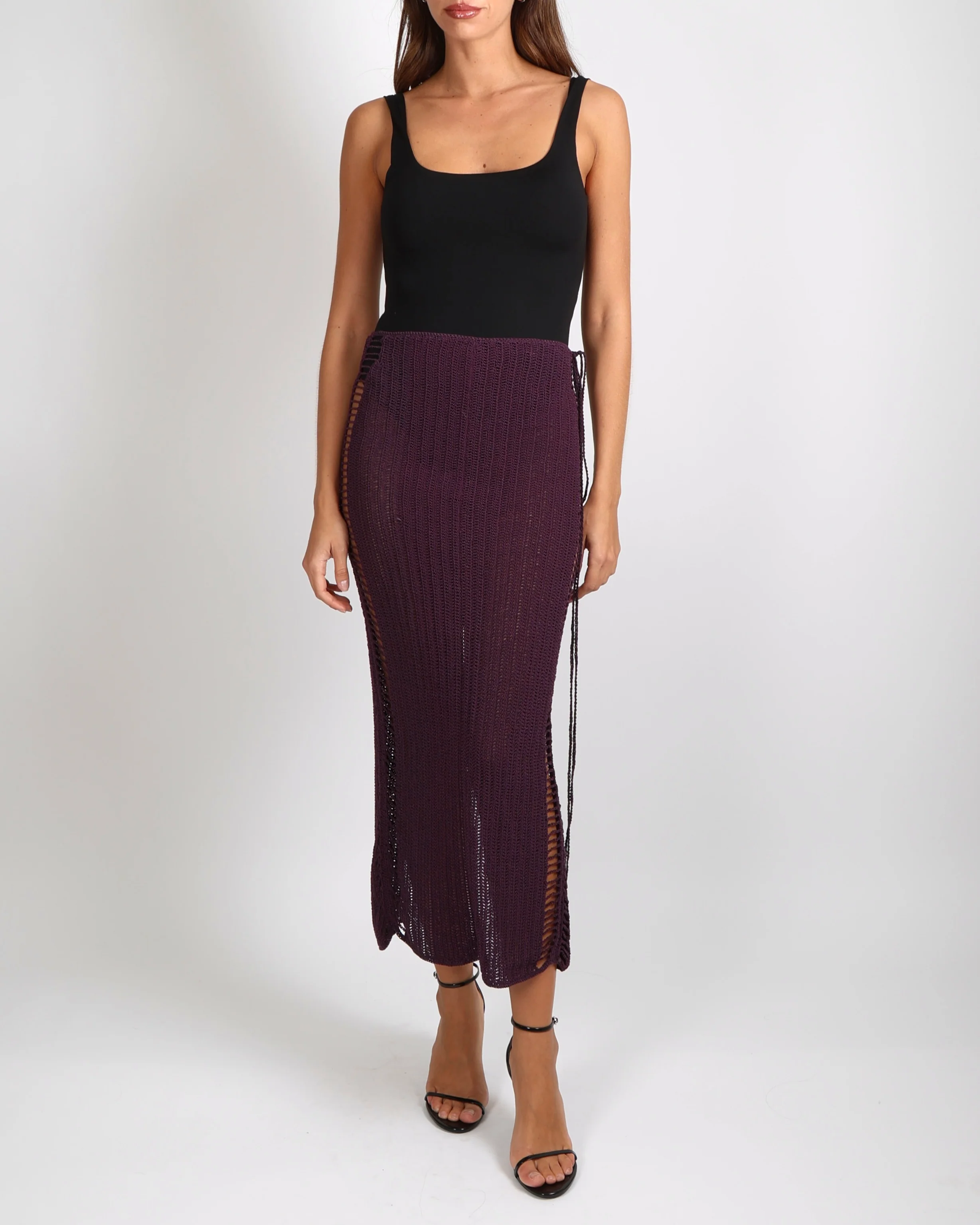 Magda Butrym Purple Crochet Maxi Skirt with Slit Size FR 34 (UK 6) - Image 2