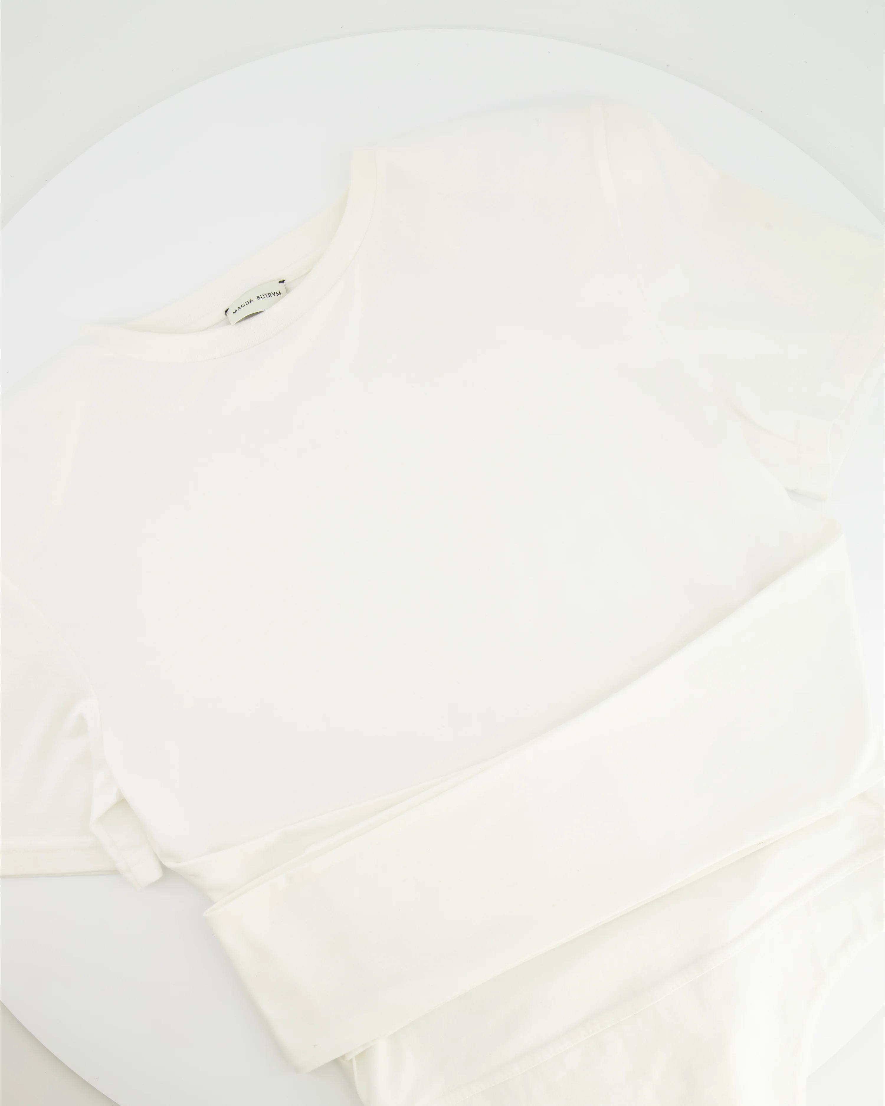 Magda Butrym White Long-Sleeve Bodysuit with Belt Detail Size FR 36 (UK 8)