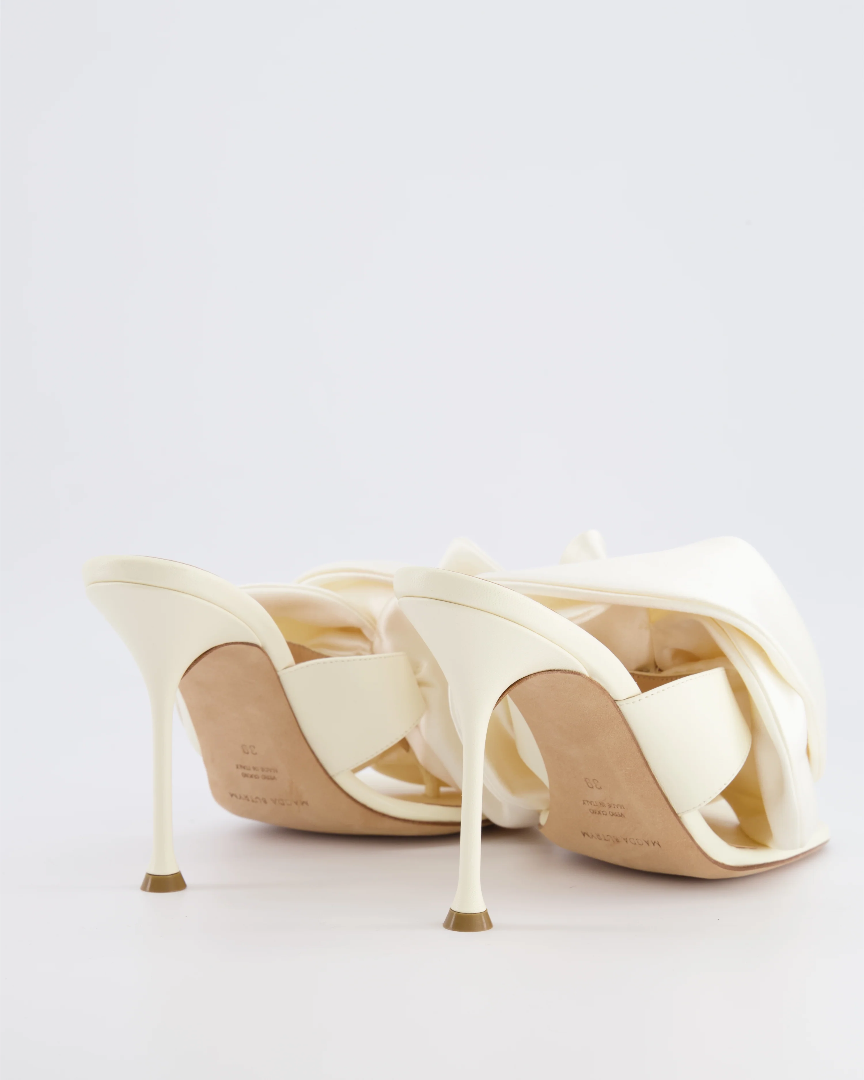 Magda Butrym White Satin Floral Appliqué Heeled Mules Size EU 39 - Image 3