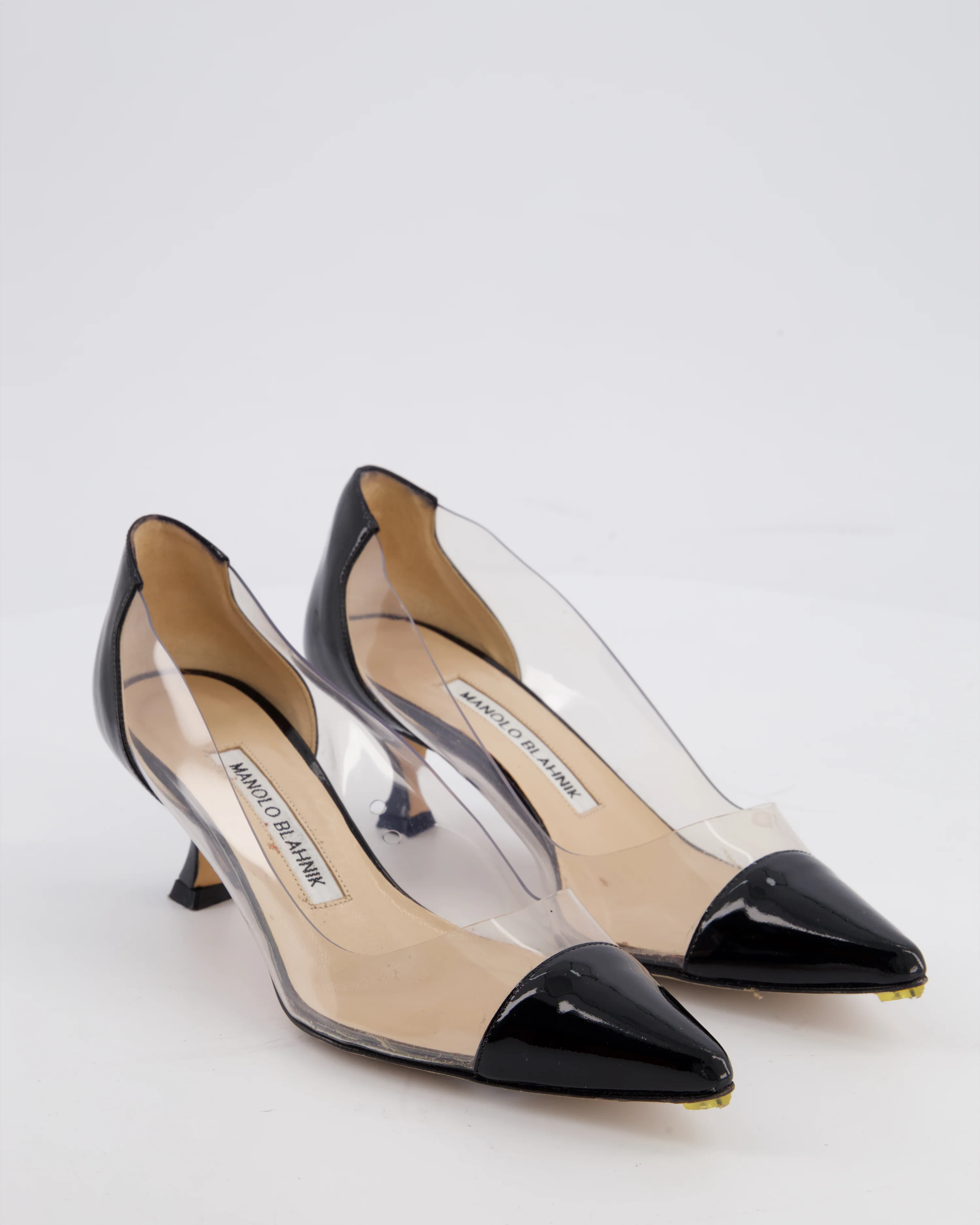 Manolo Blahnik Black Patent and Clear Stiletto Heel Pumps Size EU 34.5 - Image 2