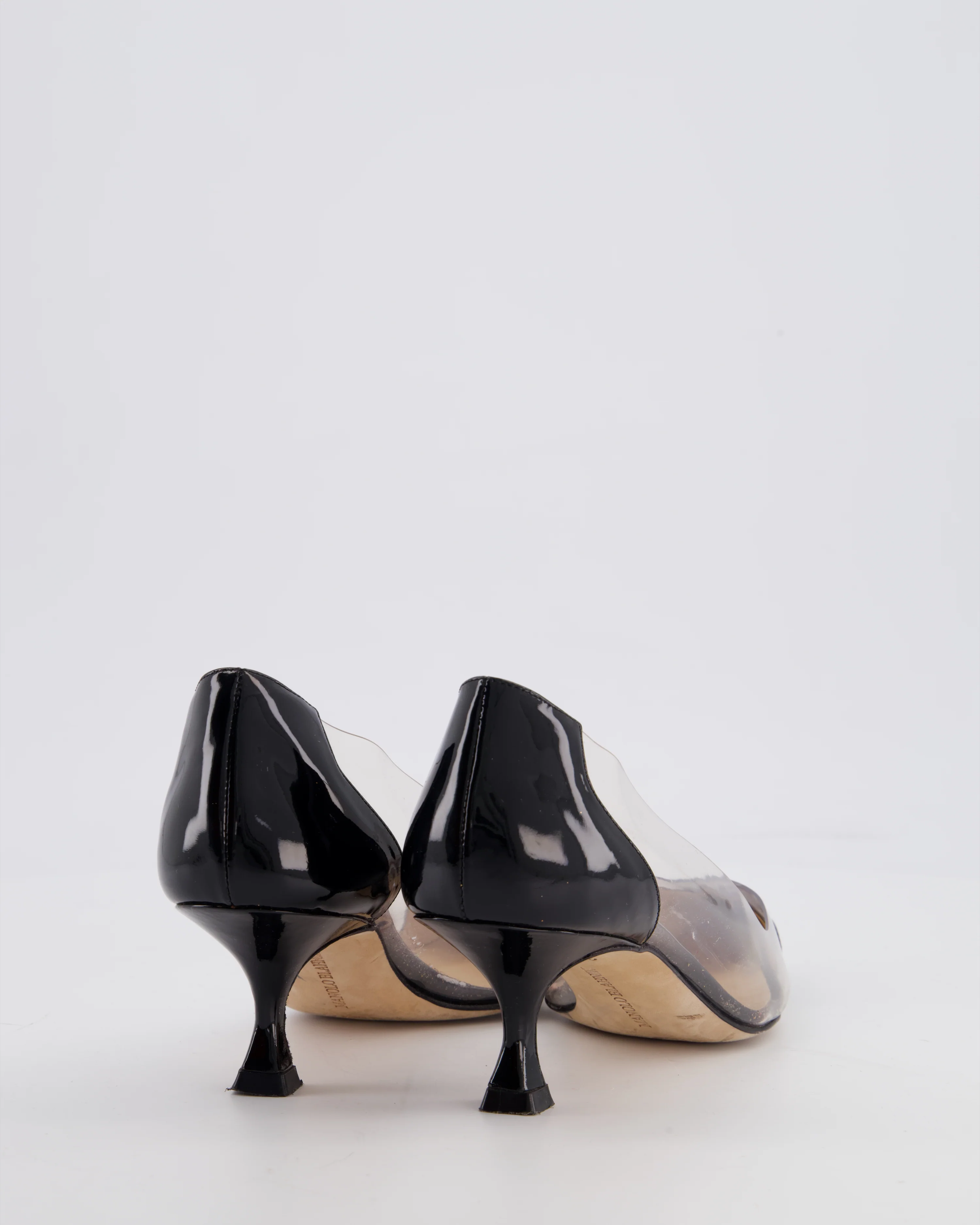 Manolo Blahnik Black Patent and Clear Stiletto Heel Pumps Size EU 34.5 - Image 3