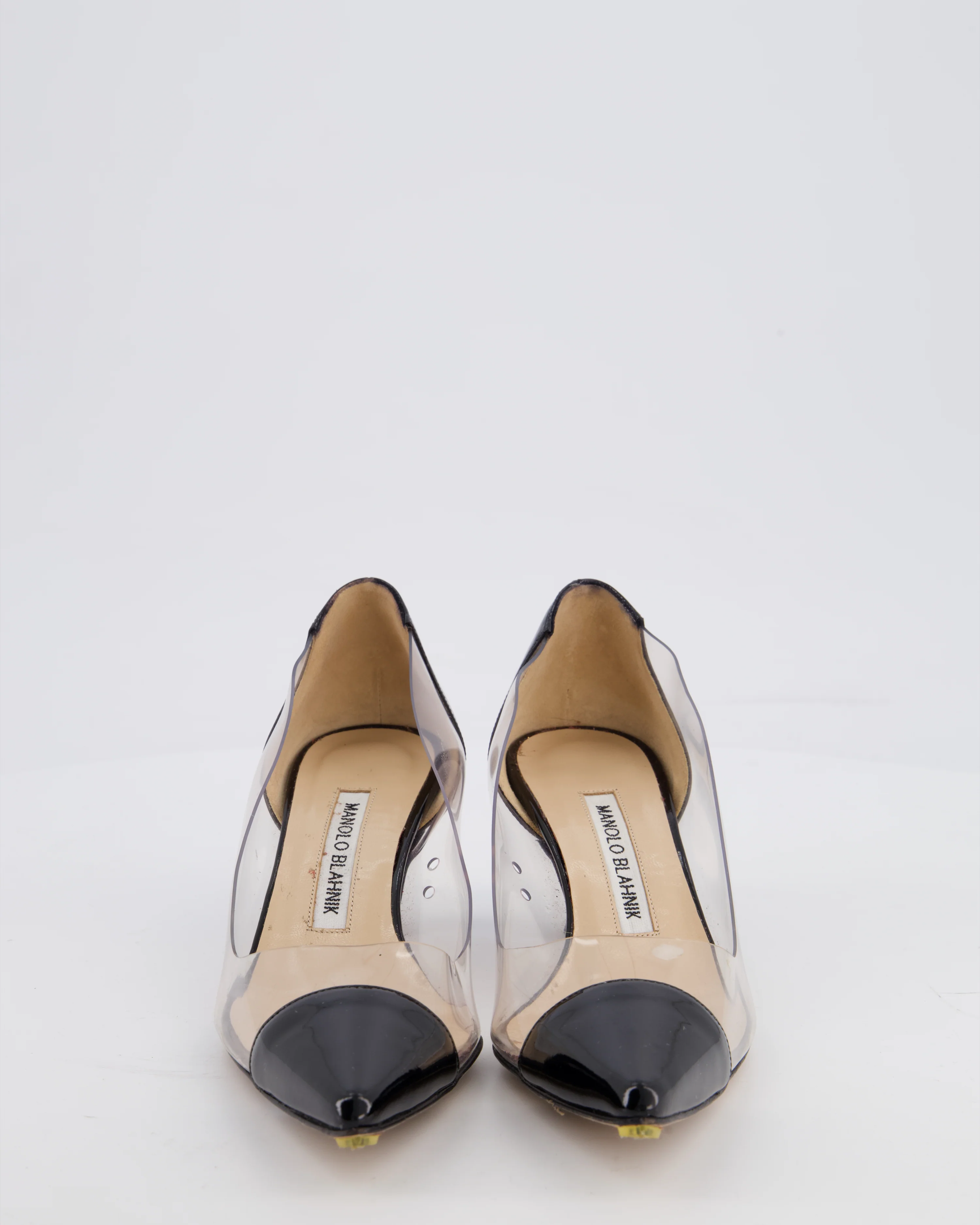Manolo Blahnik Black Patent and Clear Stiletto Heel Pumps Size EU 34.5 - Image 4