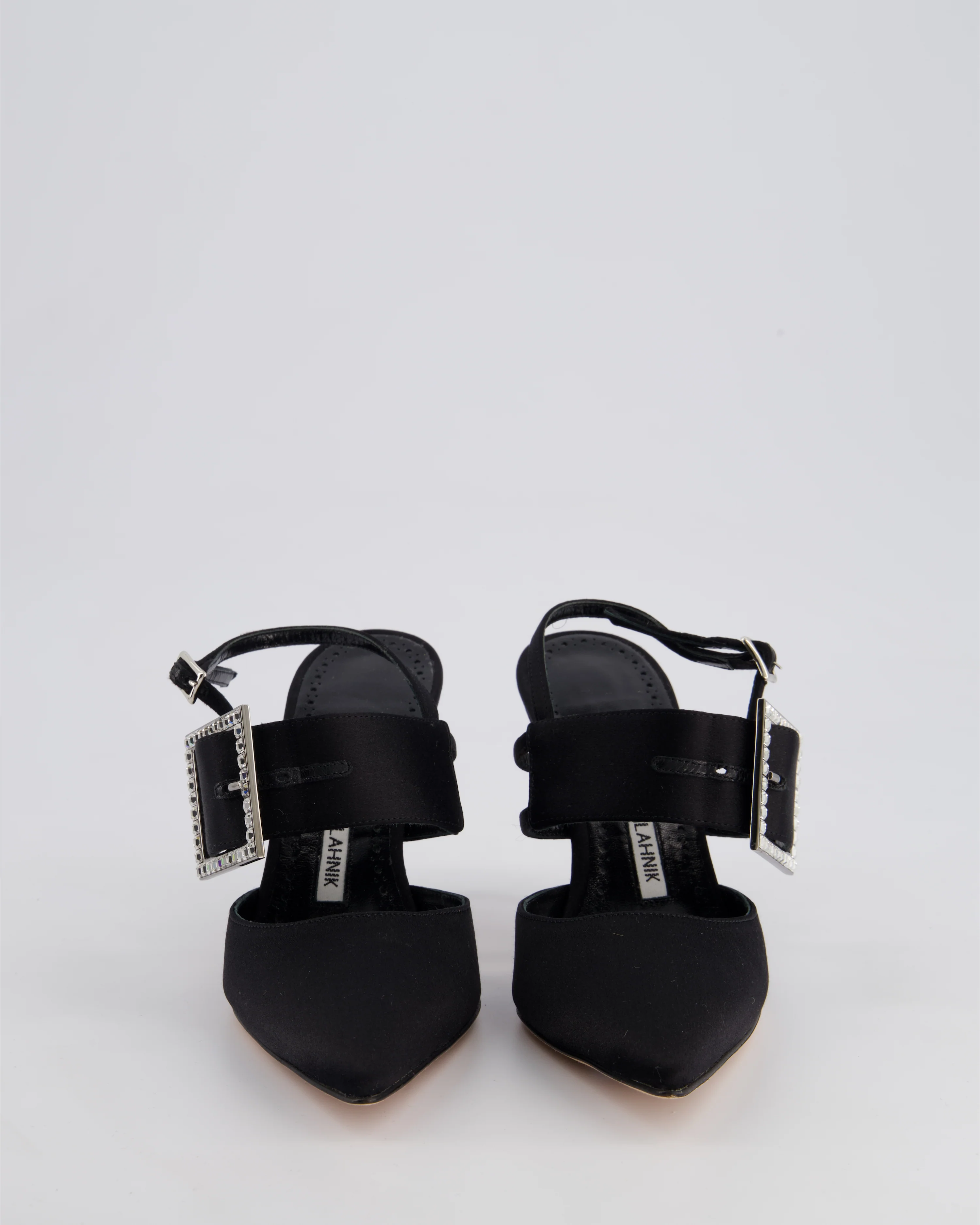 Manolo Blahnik Black Satin Bimixpla Embellished Slingback Shoes Size EU 35 - Image 3