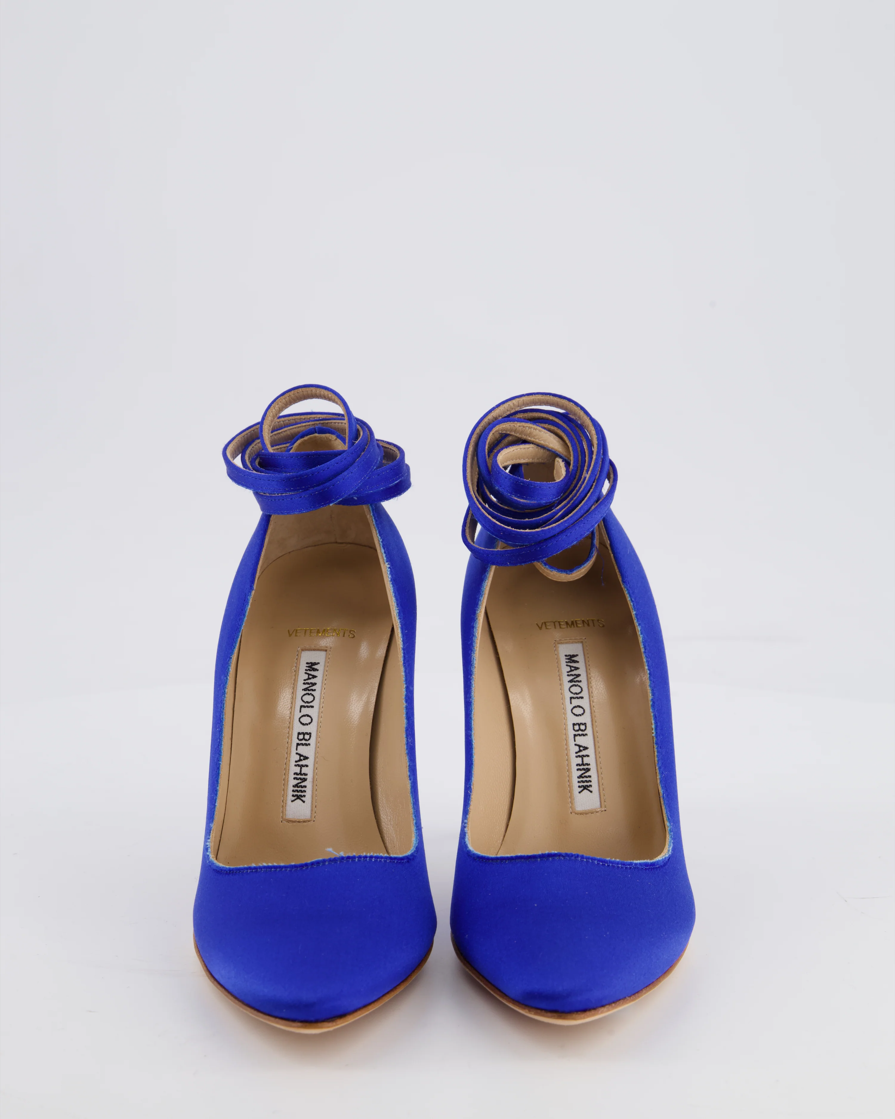 Manolo Blahnik x Vetements Blue Satin BB Heel 90 Size EU 35 - Image 4