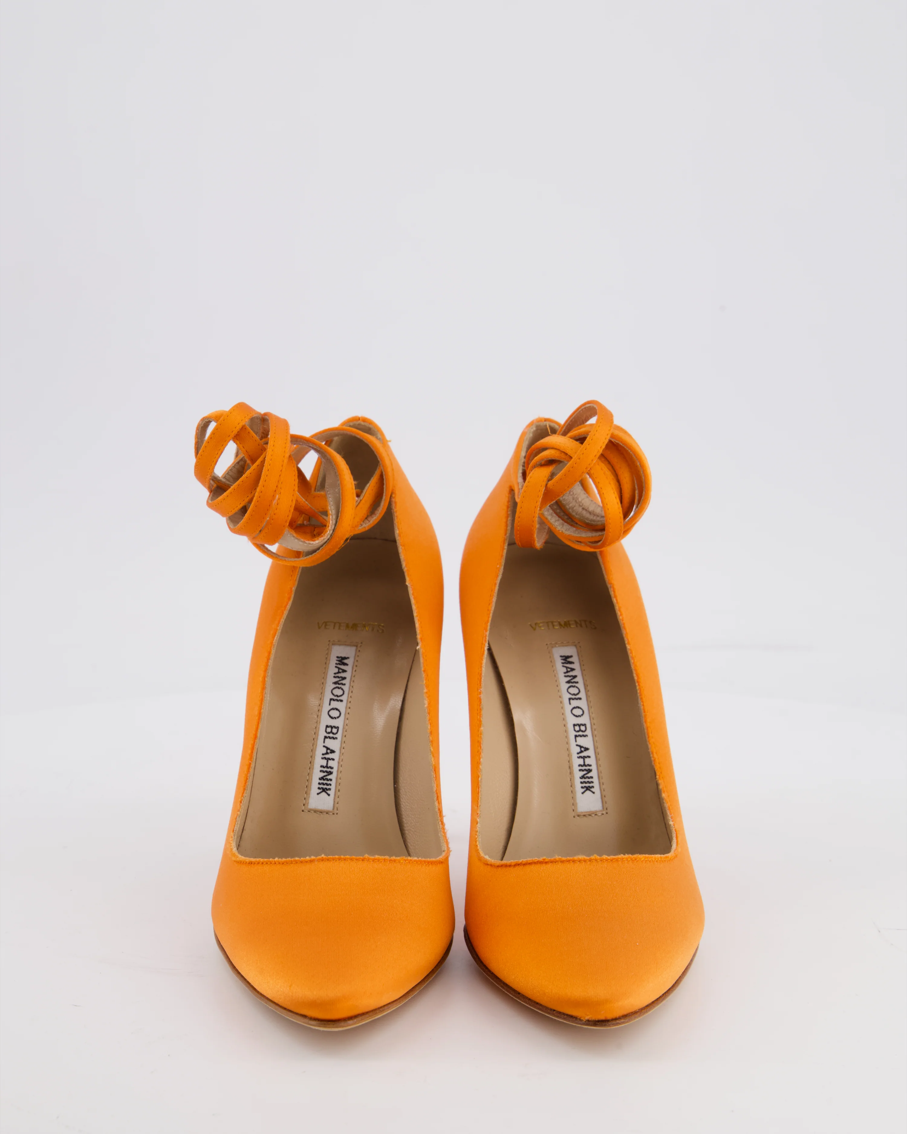 Manolo Blahnik x Vetements Orange Satin BB Heel 90 Size EU 35 - Image 3