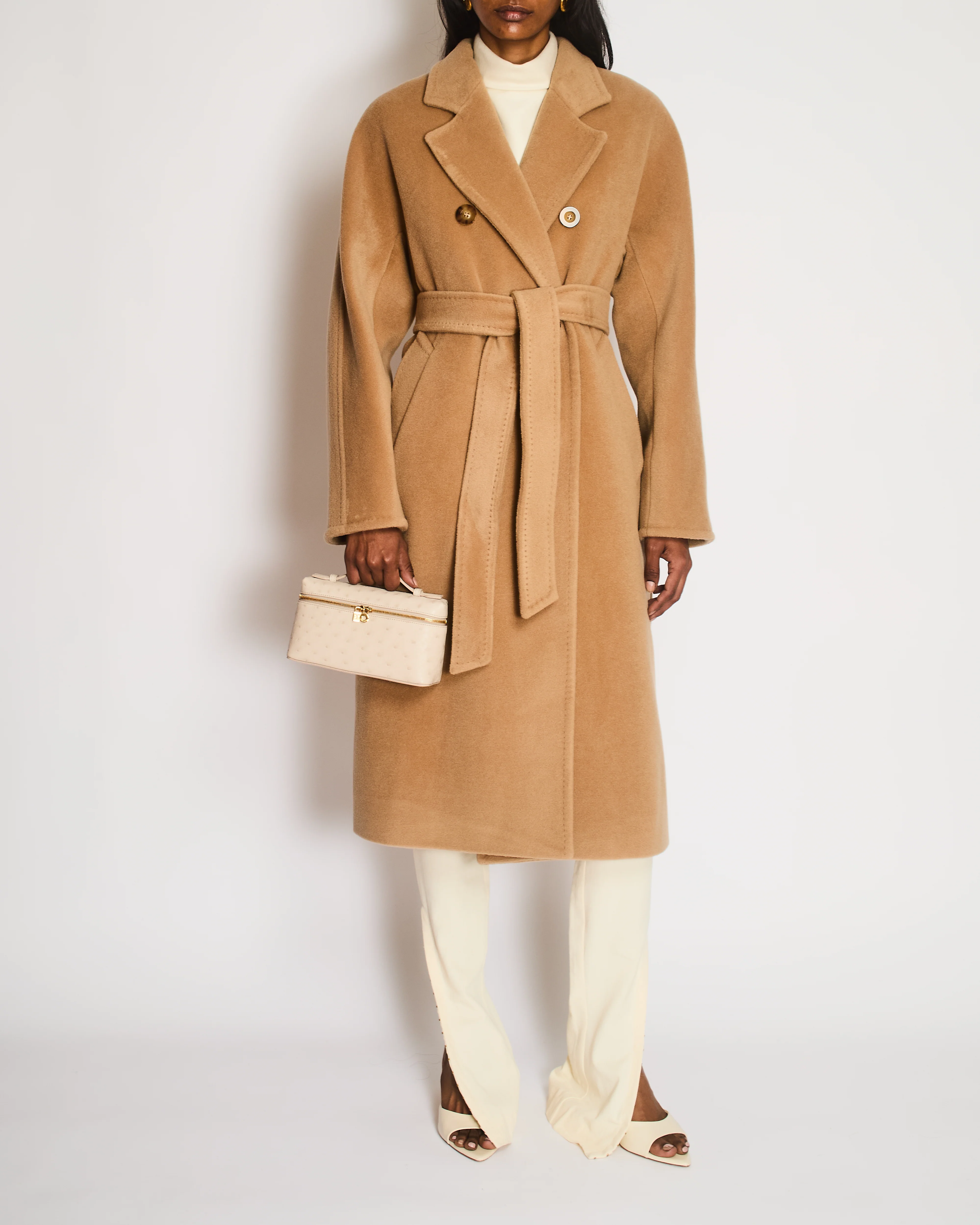 Max Mara Beige Wool Double-Breasted Coat Size IT 34 (UK 4)