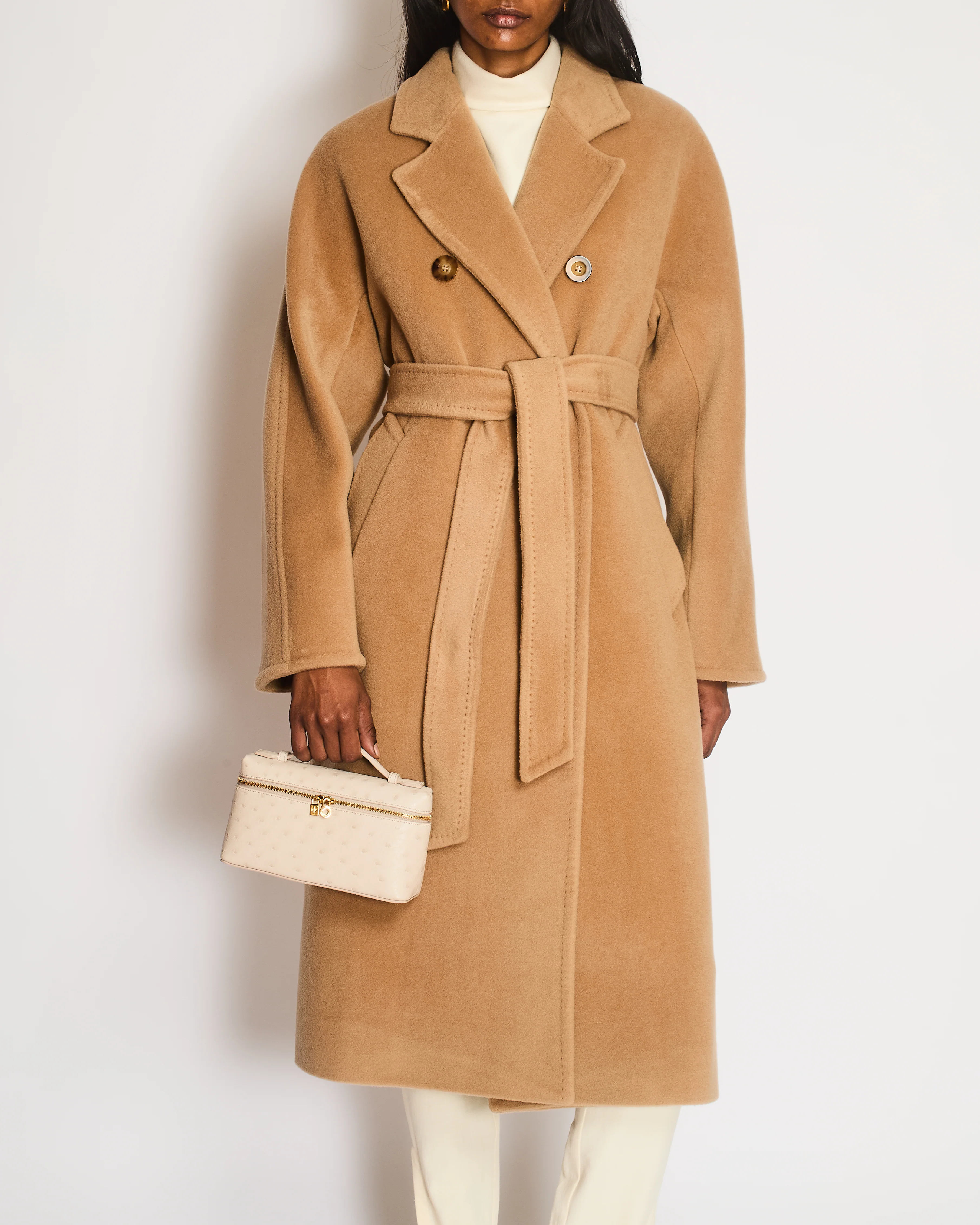 Max Mara Beige Wool Double-Breasted Coat Size IT 34 (UK 4) - Image 2