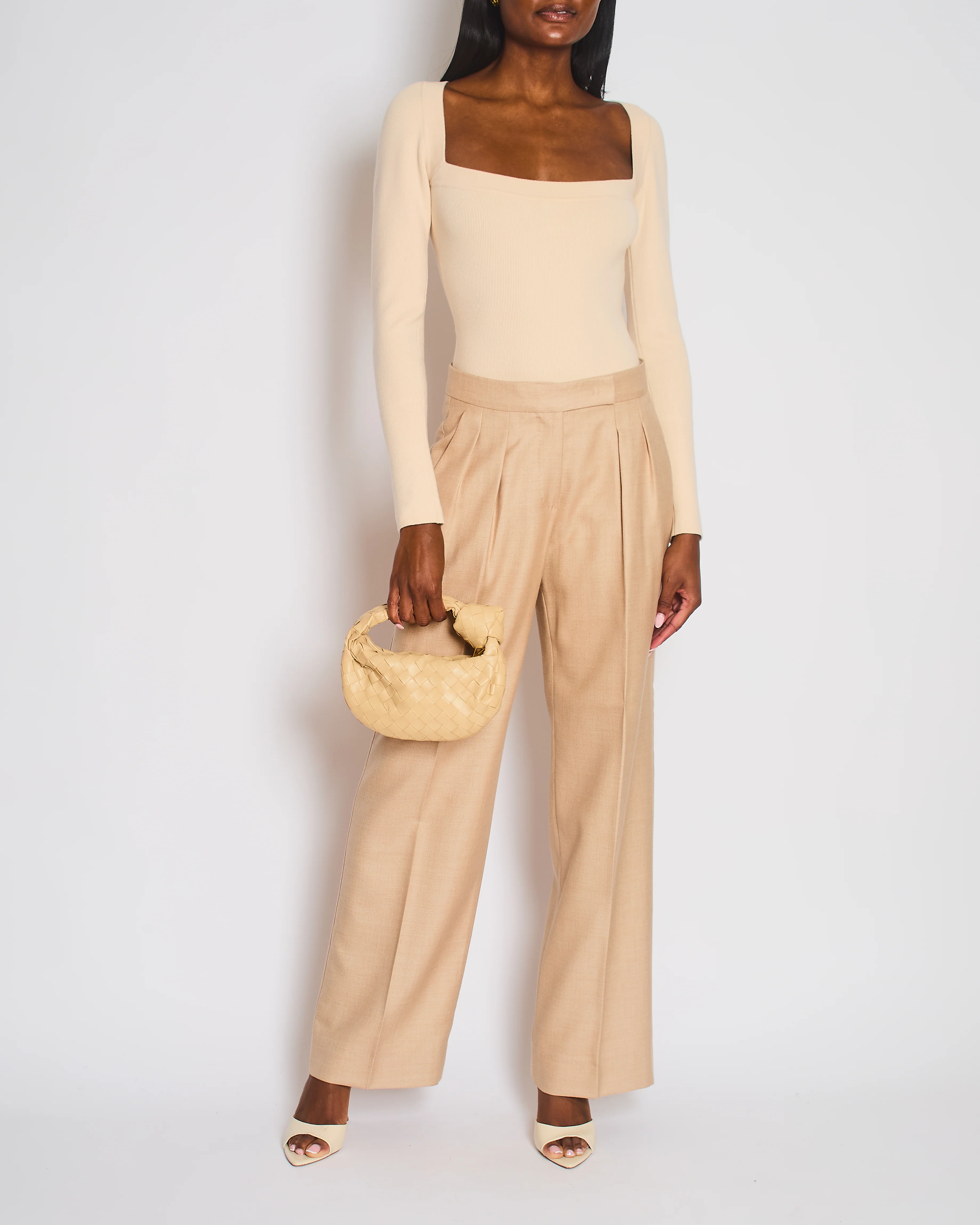 Max Mara Beige Two-Piece Double Breasted Suit with Lapel Detail Size IT 42 (UK 10) - Image 5