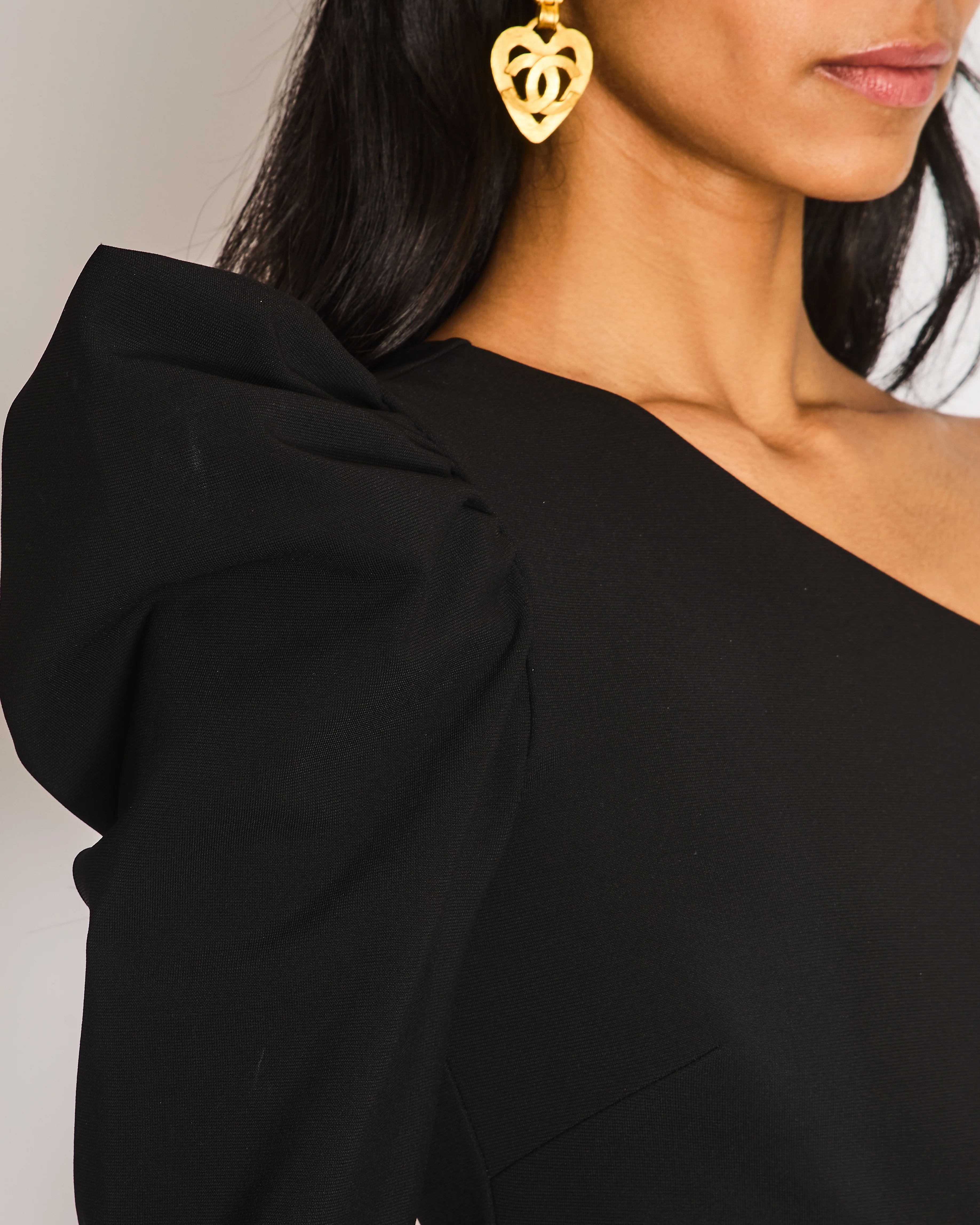 Max Mara Black Ruched One-Shoulder Body-Con Midi Dress Size IT 36 (UK 4) - Image 5