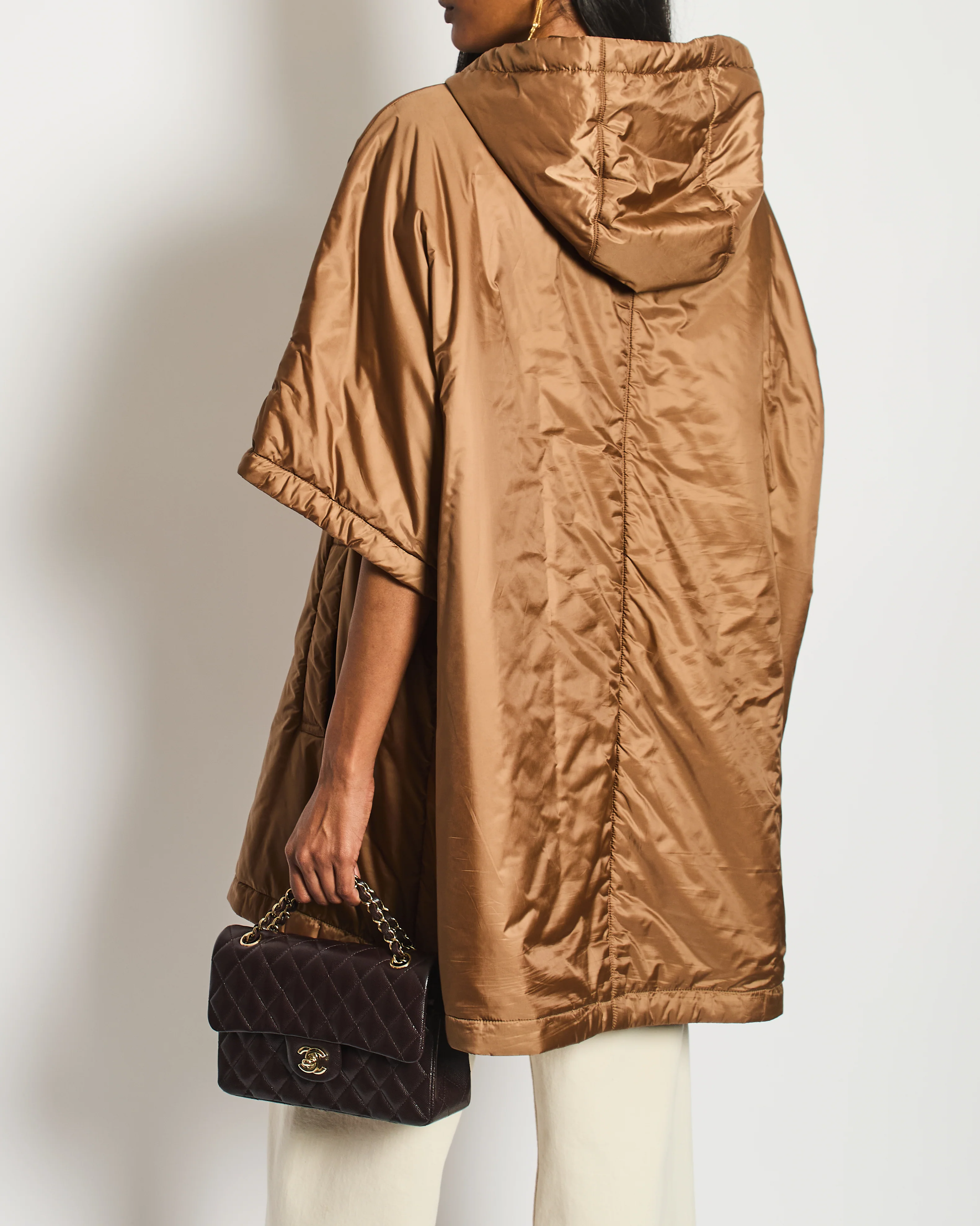 Max Mara Camel Nylon Rain Sleeveless Jacket Size M (UK 10) - Image 4