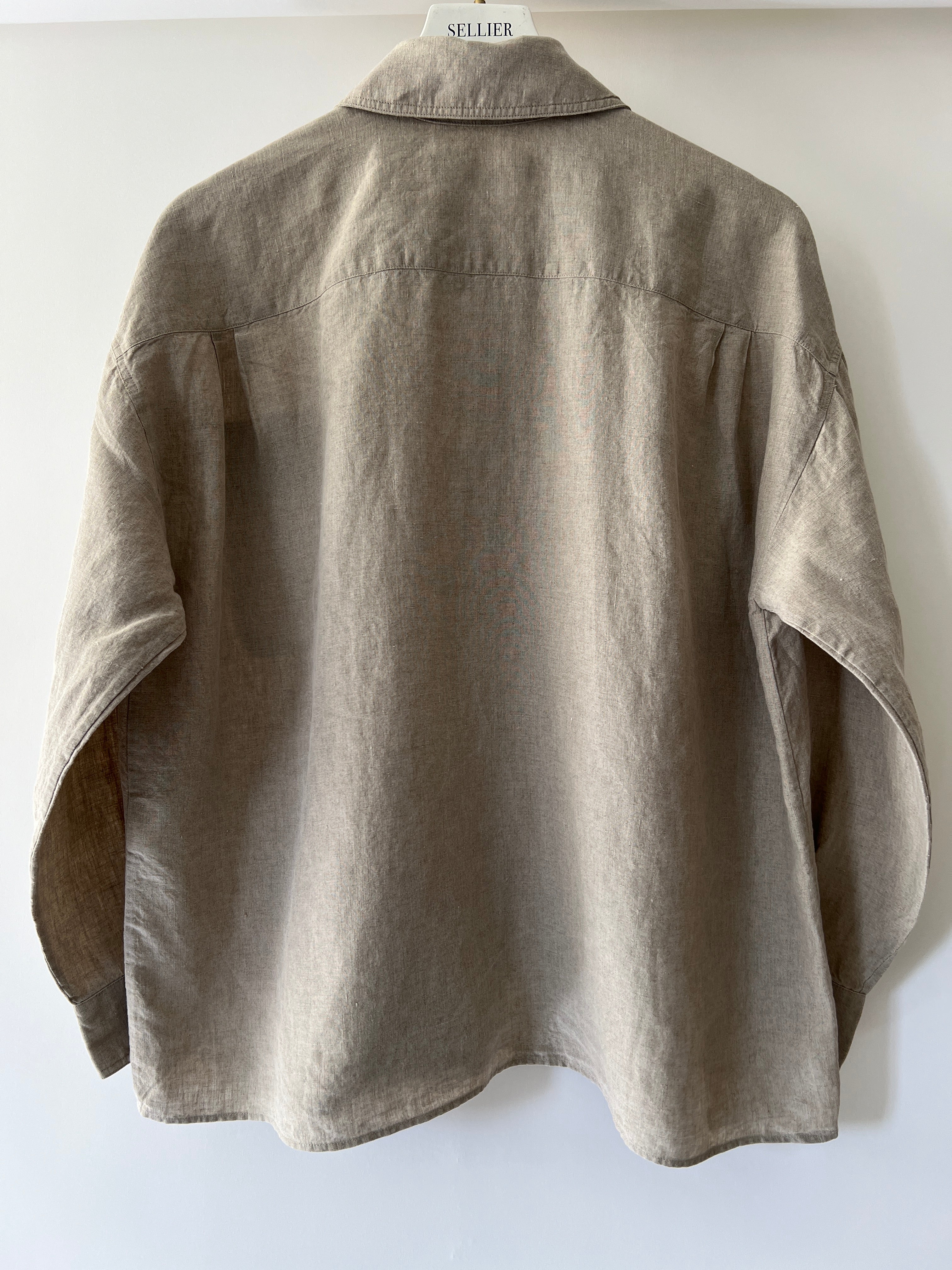 Max Mara Beige Linen Safari Shirt with Pocket Detail Size IT 40 (UK 8) - Image 7