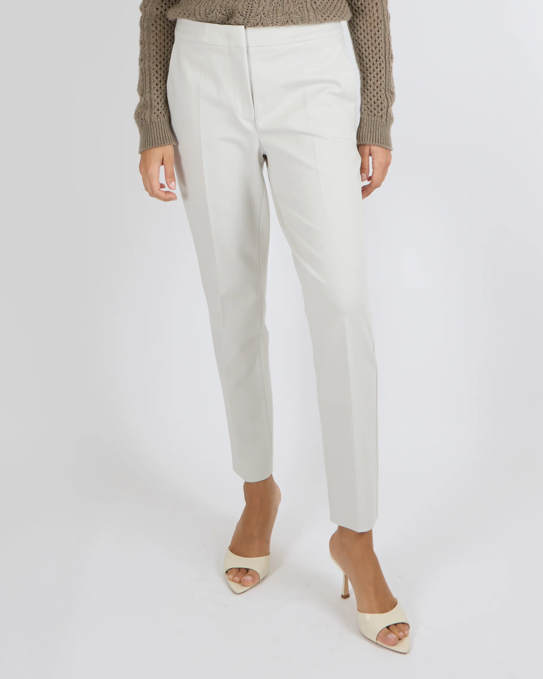 Max Mara Pearl Grey Straight Leg Trousers Size IT 42 (UK 10)