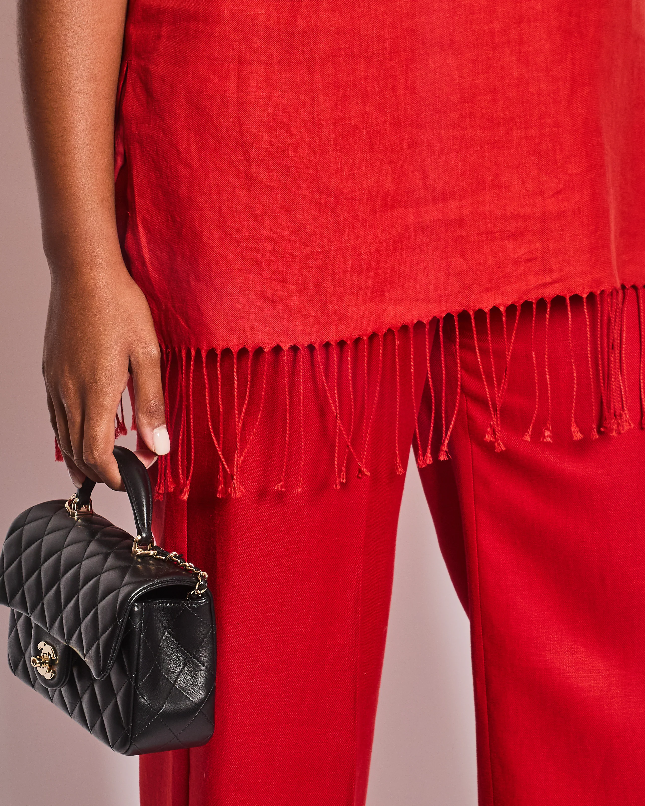 Max Mara Red Linen Sleeveless Top and Trouser Set with Fringing Size IT 48 (UK 16) - Image 15